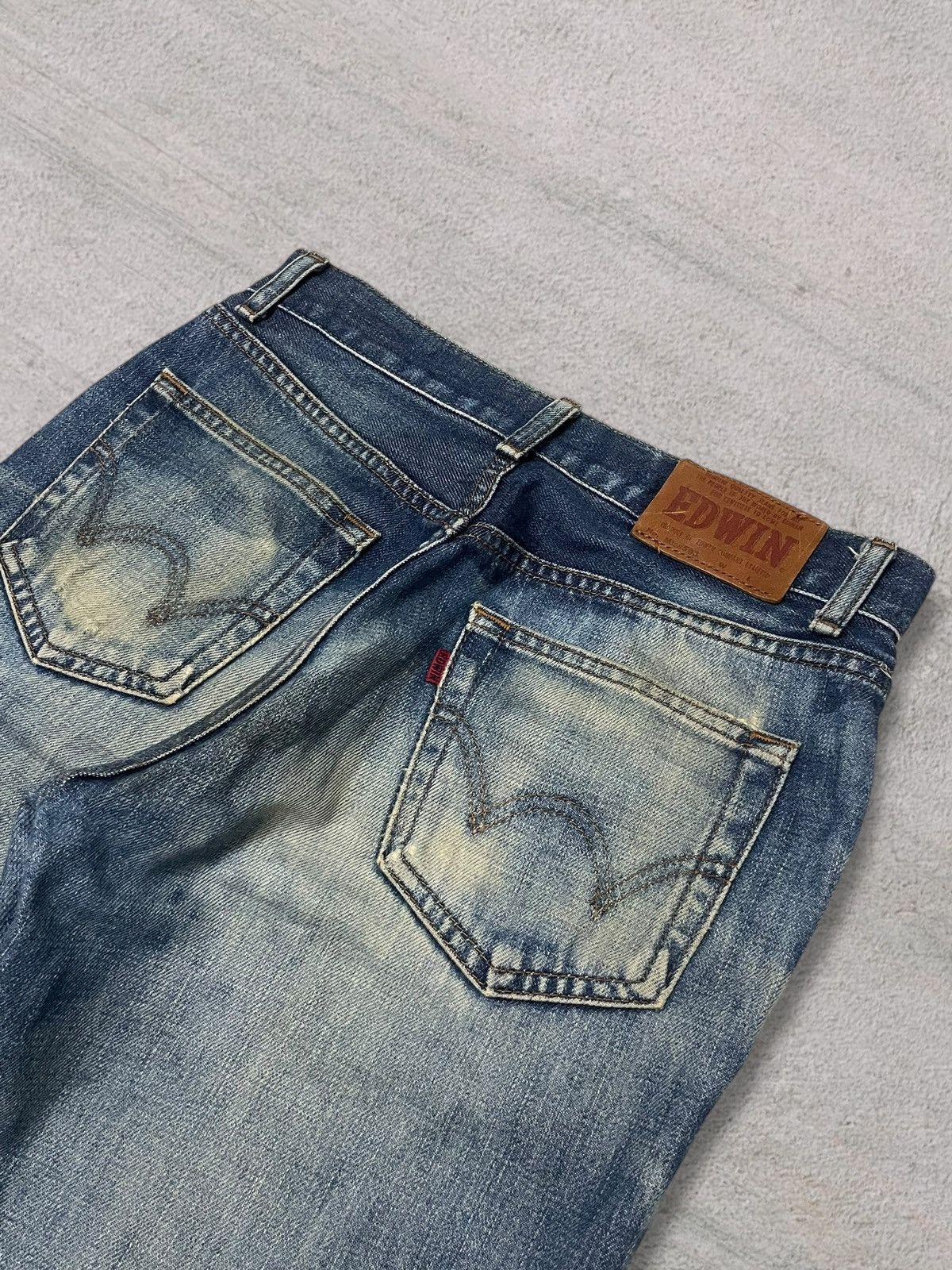 Edwin Vintage Edwin 503 Bootcut Distressed Blue Wash Bleach Jeans Size 29" - 7 Thumbnail