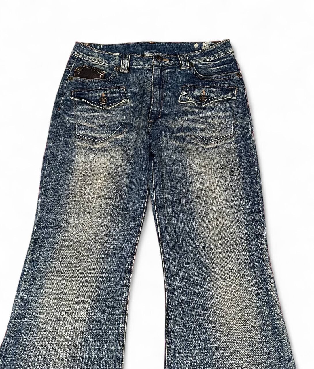 Tornado Mart Flare Jeans mud rusty pu leather pocket style multipocket Size US 33 - 2 Thumbnail