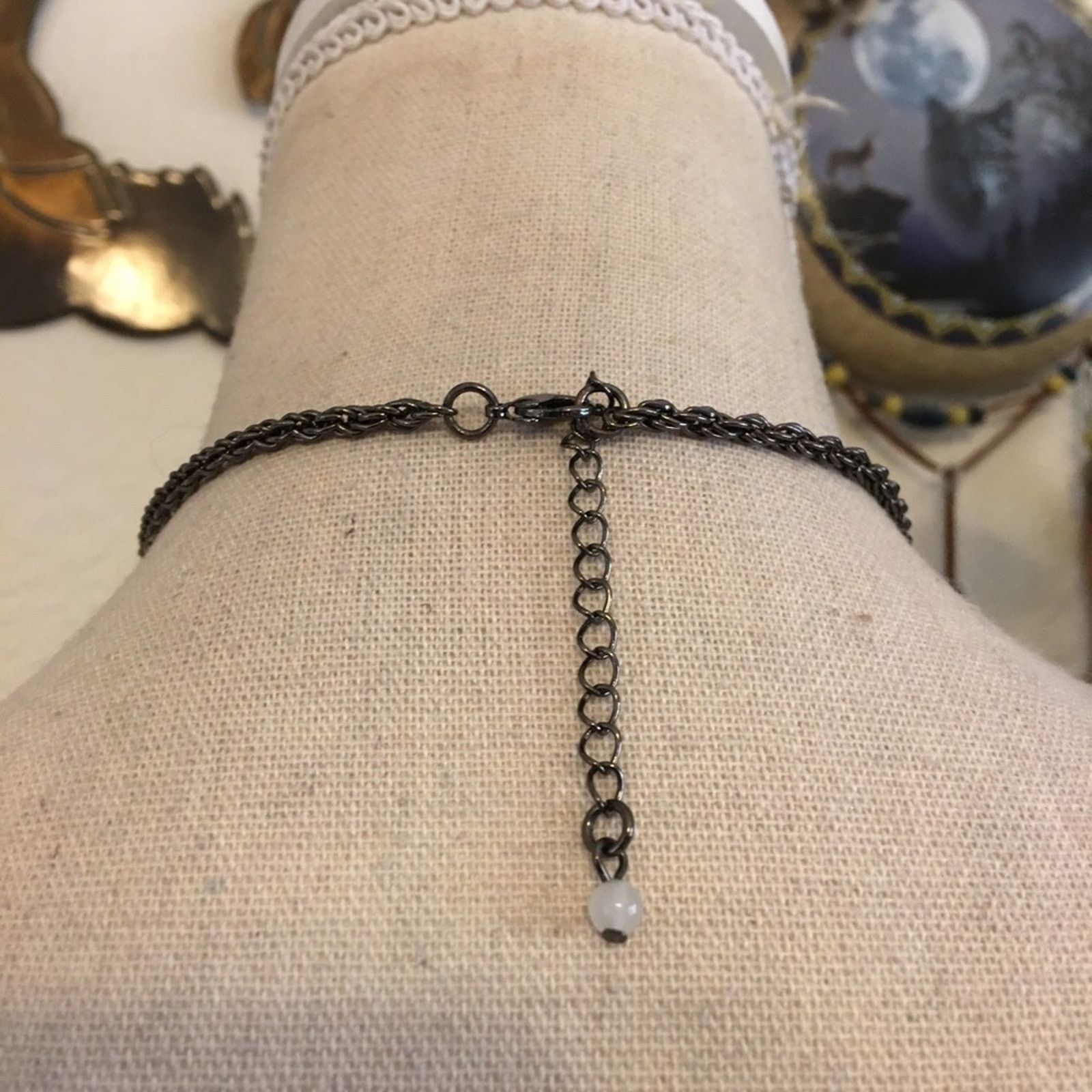 Handmade Repurposed blue stone medallion feather necklace Size ONE SIZE - 5 Thumbnail
