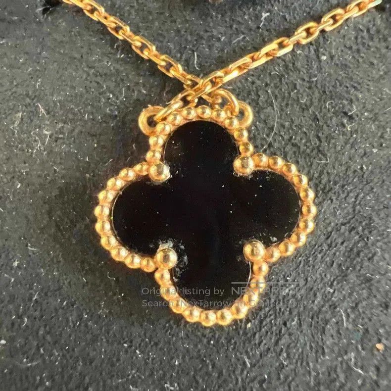 Vintage Van Cleef & Arpels Black Flower Necklace. Size ONE SIZE - 4 Thumbnail