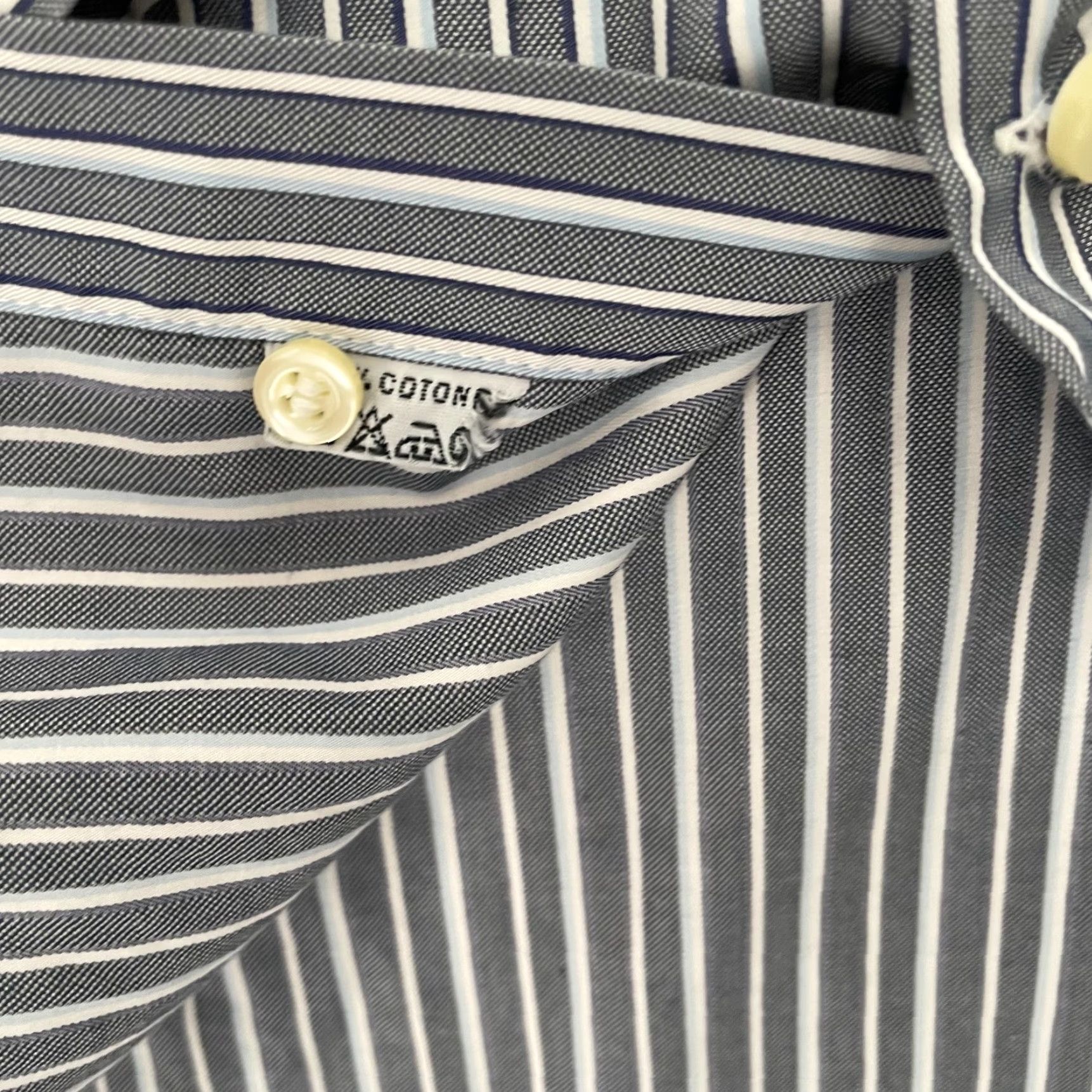Vintage VINTAGE Culturata Shirt Men XL Gray White Striped Button-Up Collar Dress Shirt Italy Size US XL / EU 56 / 4 - 5 Thumbnail