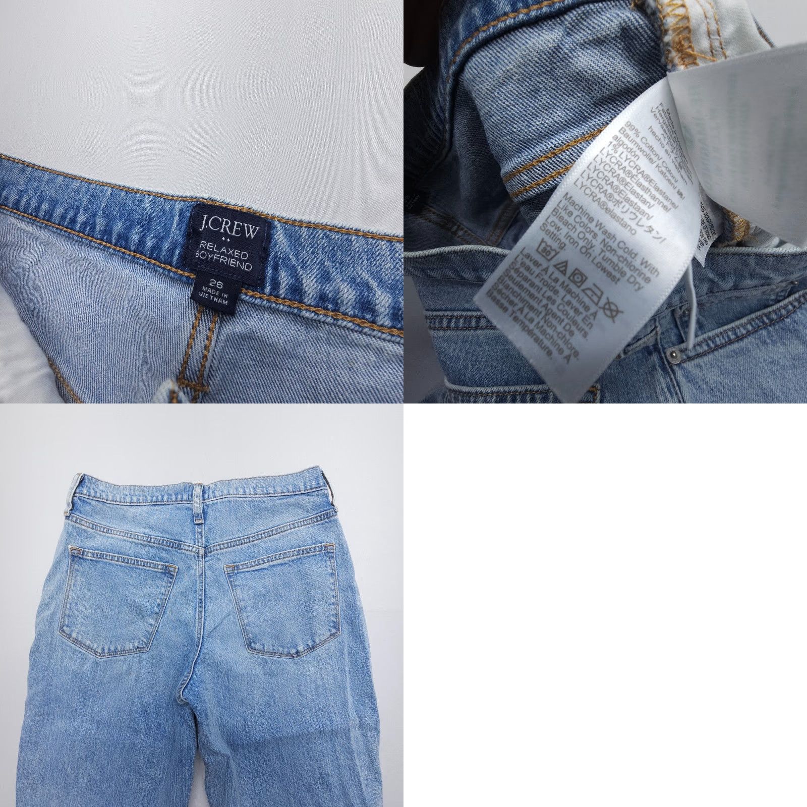 J.Crew VINTAGE J. Crew Relaxed Boyfriend Jeans Size 26 Blue Denim Light Distressed City Womens Jeans 1990s 2000s Size 26" / US 2 / IT 38 - 8 Thumbnail