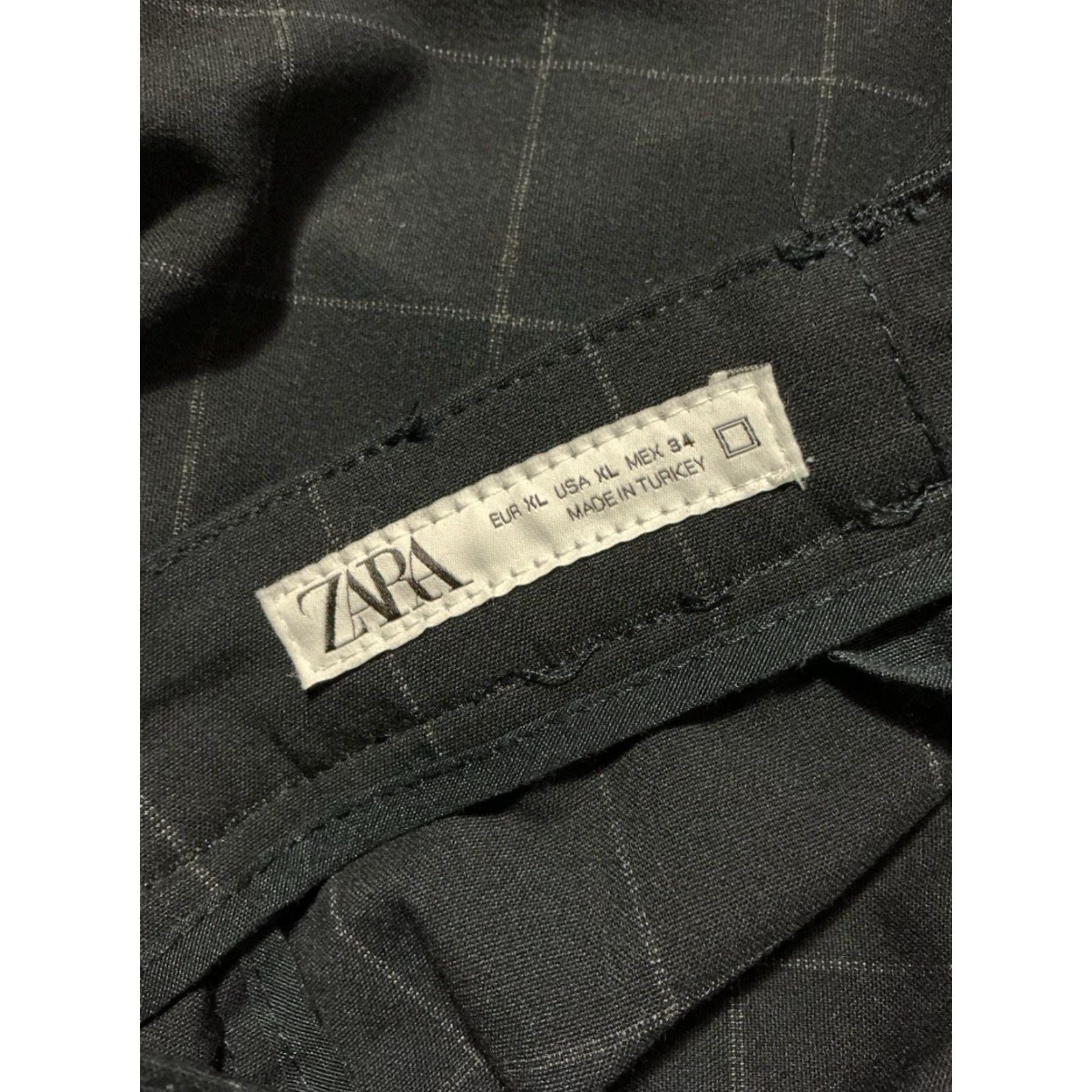 Zara Zara Men's Pants Windowpane Navy Blue Polyester Performance Flat Front Golf Casual Tech XL Size US 36 / EU 52 - 4 Thumbnail