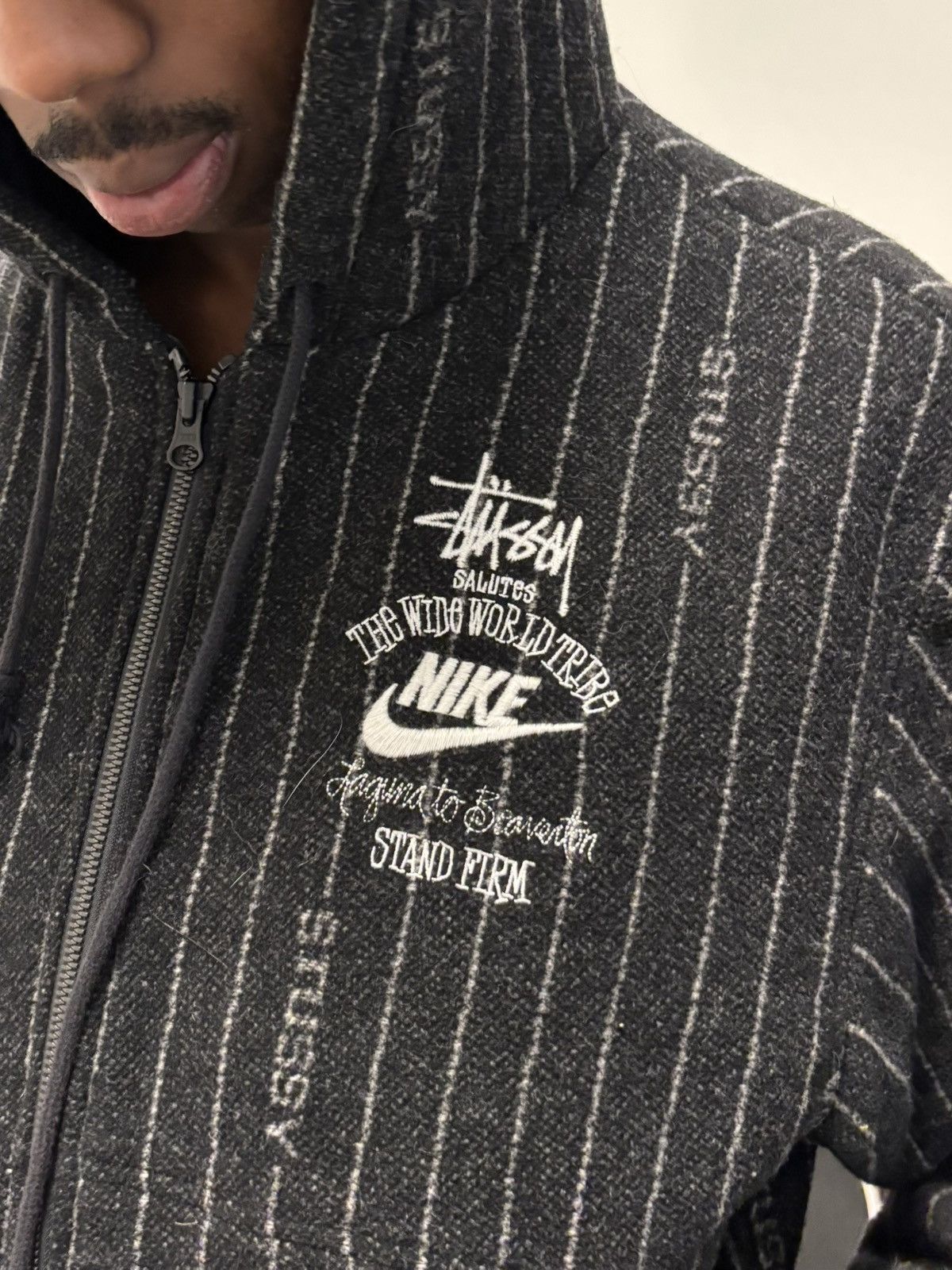 ジャケット・アウター Stussy x Nike Striped Wool Jacket M Nike x Stussy Striped Wool Jacket Black SIZE S [ORDER CONFIRMED