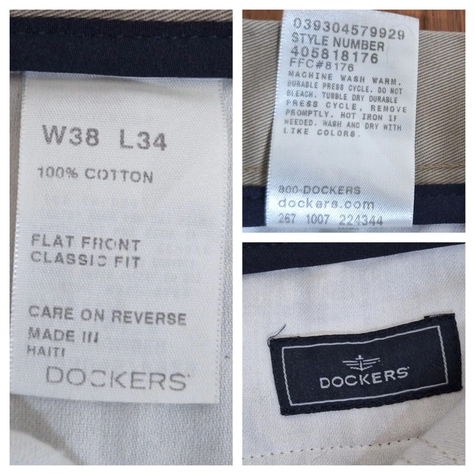 Dockers Dockers Straight Fit Khaki Pants Mens 38x34 Beige Flat Front Size US 38 / EU 54 - 4 Thumbnail