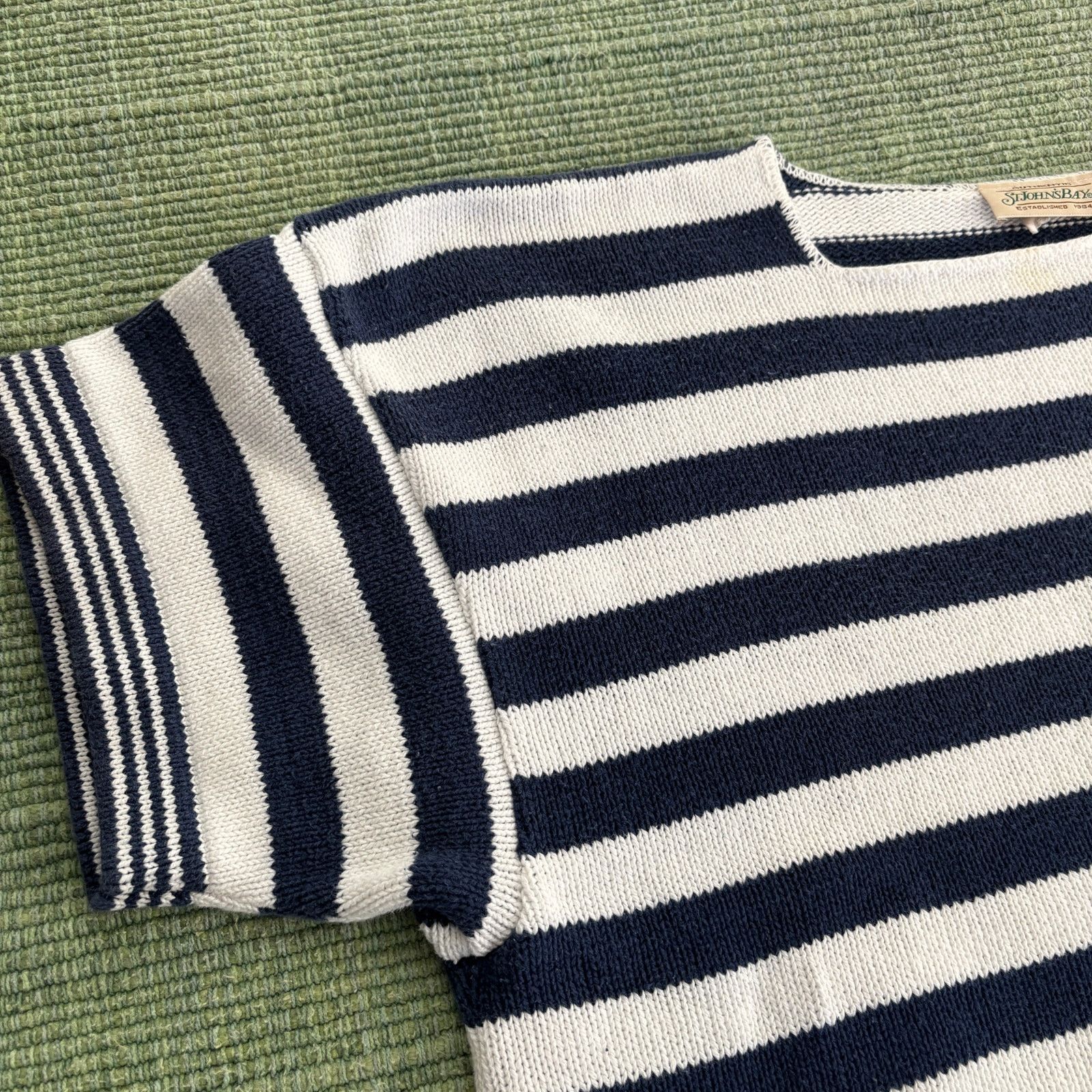 St. Johns Bay × Vintage Baggy boxy striped st johns bay vintage knit cotton sweater Size XL / US 12-14 / IT 48-50 - 4 Thumbnail