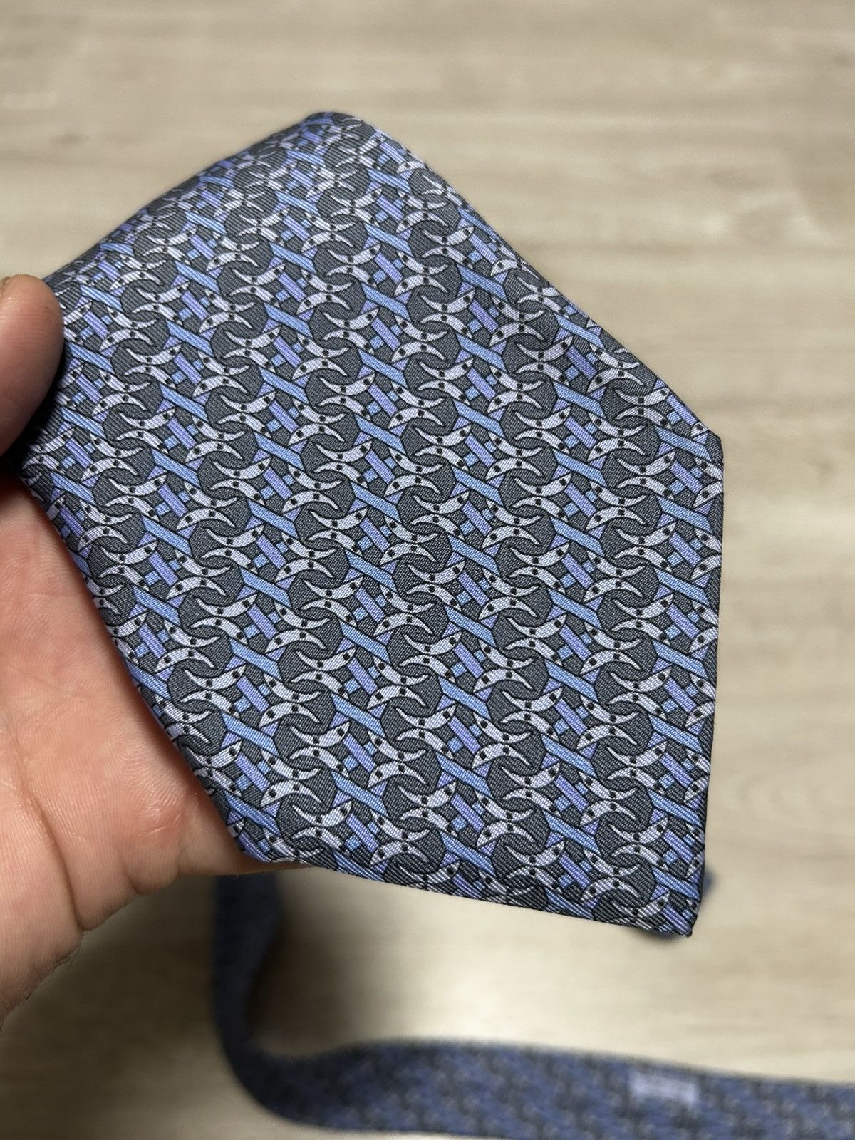 Hermes Hermes Horseshoe Pattern Classic Width Silk Tie 7990 EA Size ONE SIZE - 6 Thumbnail