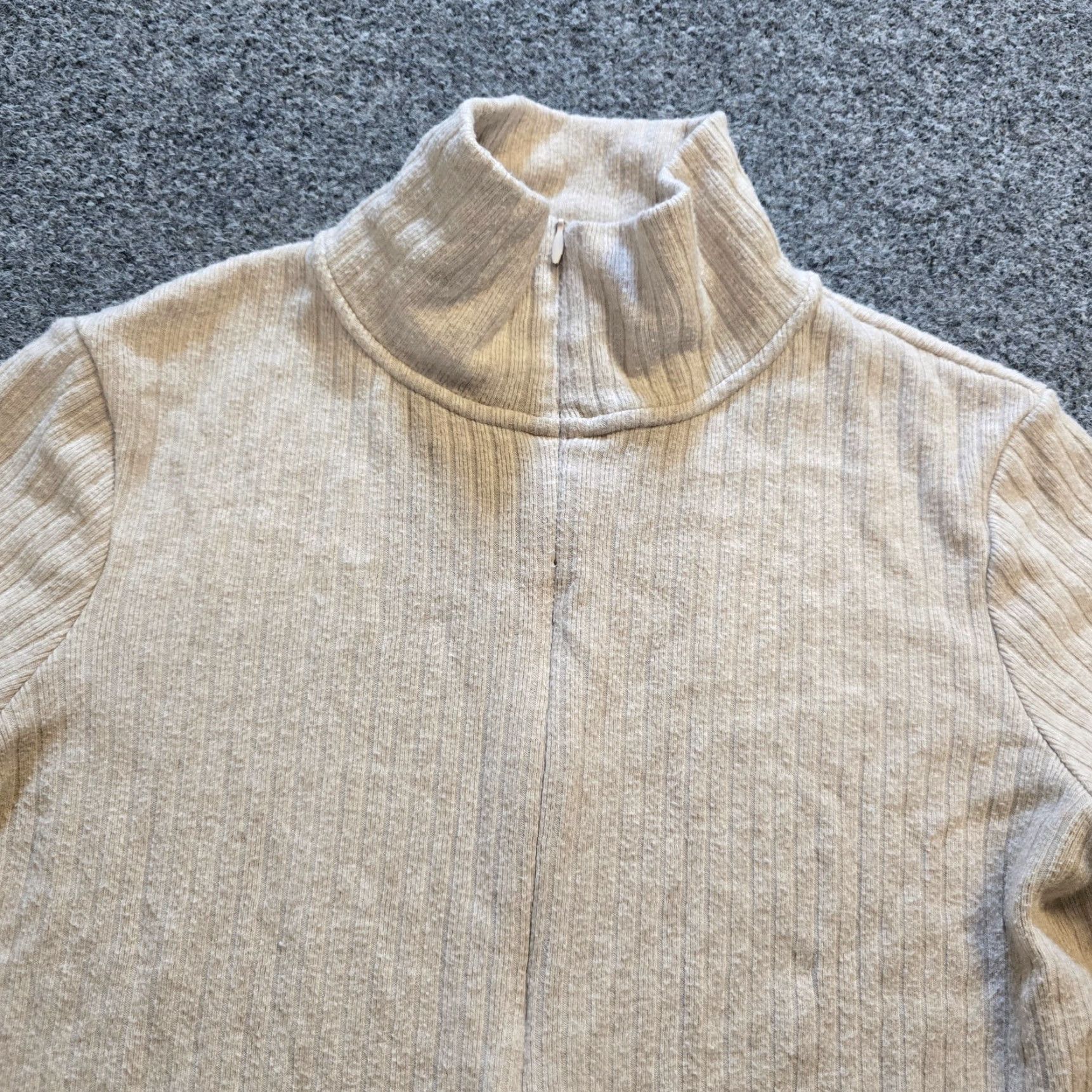 Vince Vince Top Womens Size S Beige Ribbed 1/4 Zip Knit Long Sleeve Casual Capsule Shirt Size S / US 4 / IT 40 - 2 Thumbnail