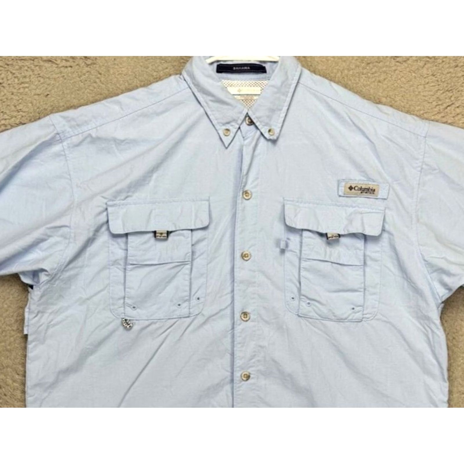 Vintage Columbia Shirt Mens Medium Bahama Blue PFG Button Down Short Sleeve Flap Pockets Mens Regular Size M Blue 48 Chest Casual Shirt Size US M / EU 48-50 / 2 - 2 Thumbnail