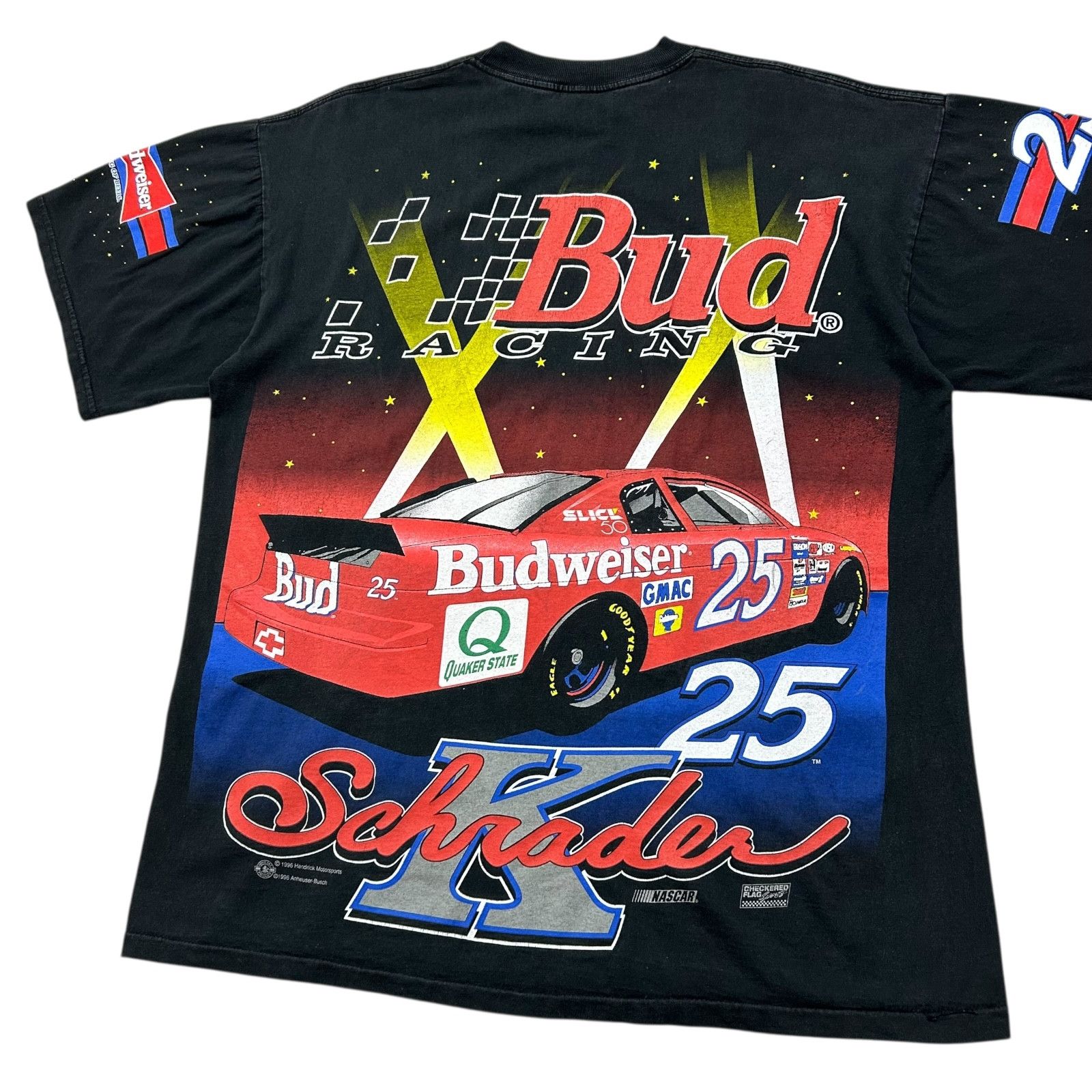 NASCAR VTG 90s NASCAR KEN SCHRADER 1996 BUD RACING AOP T-SHIRT XL Size US XL / EU 56 / 4 - 4 Thumbnail