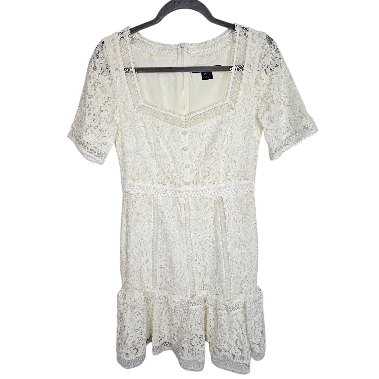 French Connection French Connection Amisha Mini Dress Lace Ruffle Hem Cottage Size S / US 4 / IT 40 - 1 Thumbnail