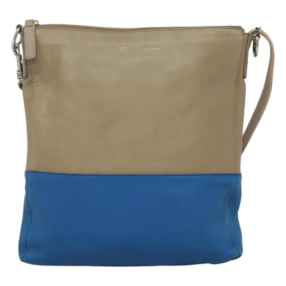 Celine CELINE Shoulder Bag Leather Beige Gold Blue Size ONE SIZE - 13 Thumbnail