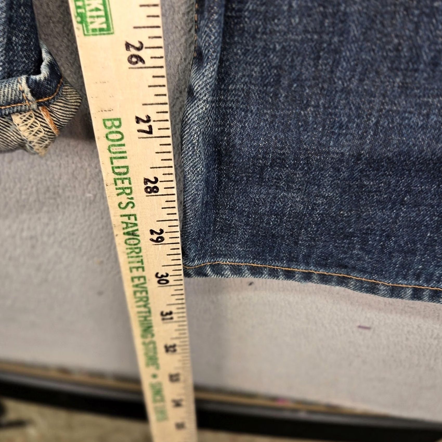Edwin Edwin Jeans Mens Selvedge Blue Destroyed Straight Baggy Japan 505SX Fits 27x30 Size US 27 - 4 Thumbnail