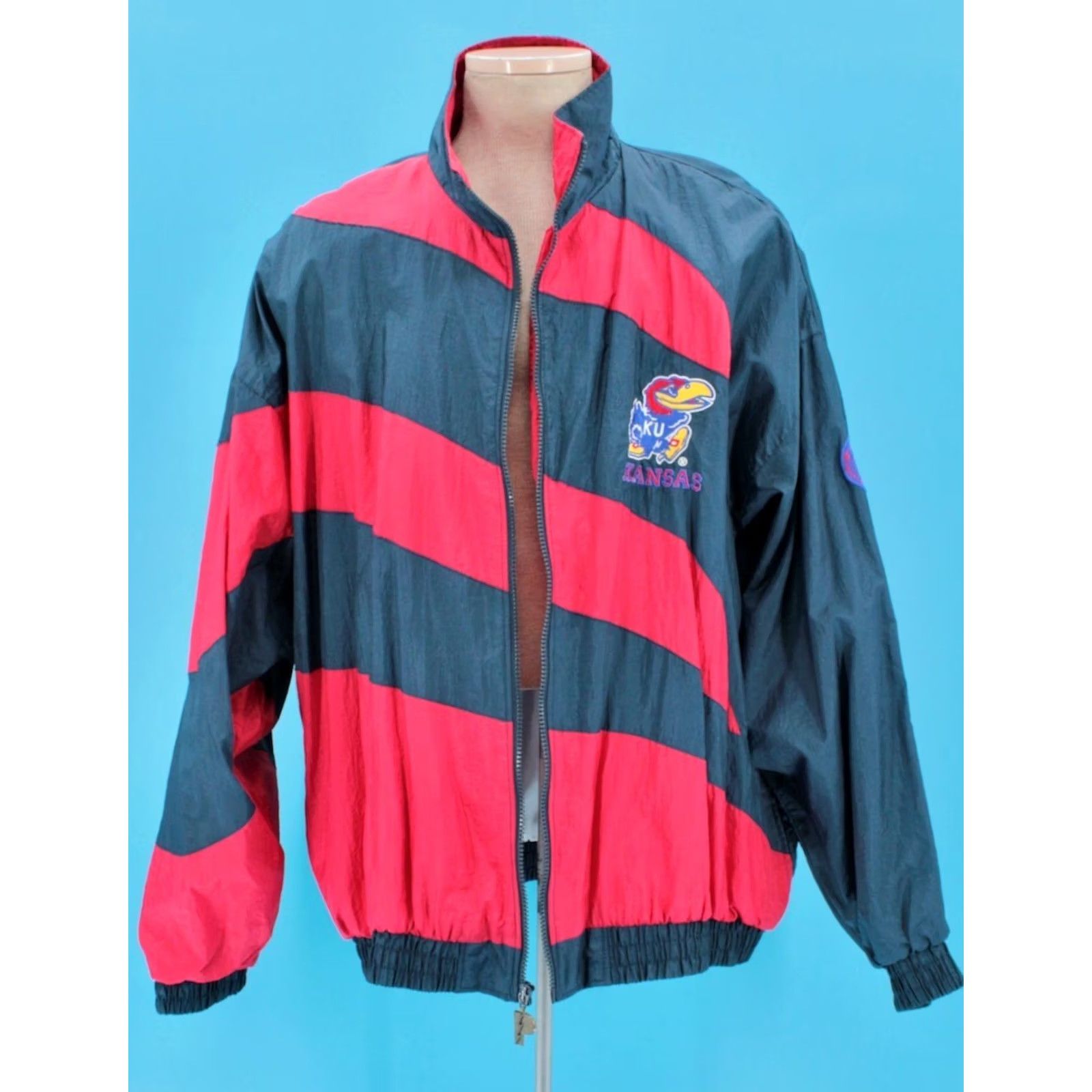 Pro Player Pro-player KU Jacket Shirt XL 1990s Nylon Blue Red Men’s VTG 90s Decade 1990s Sleeve 23.5" Measurements Extra Large Mens Size US XL / EU 56 / 4 - 2 Thumbnail
