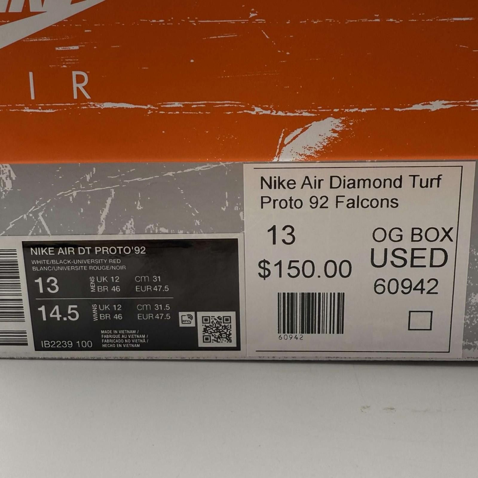 Nike Nike Air Diamond Turf Proto 92 Falcons US 13 Used OG BOX Size US 13 / EU 46 - 9 Thumbnail