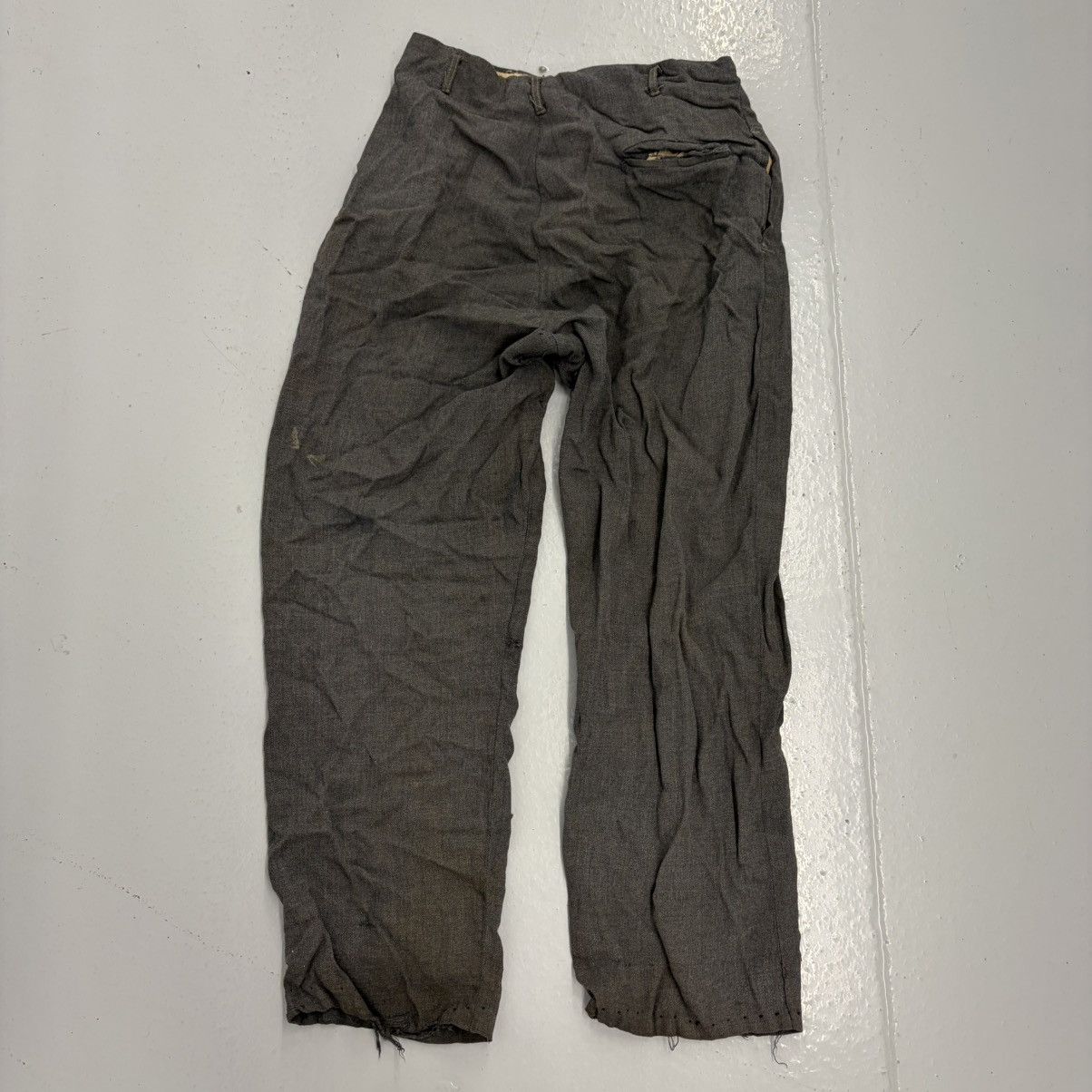 Other Vintage 50s Grey Rayon Drop Loop Distressed Trousers 26x25 Size 26" / US 2 / IT 38 - 3 Thumbnail