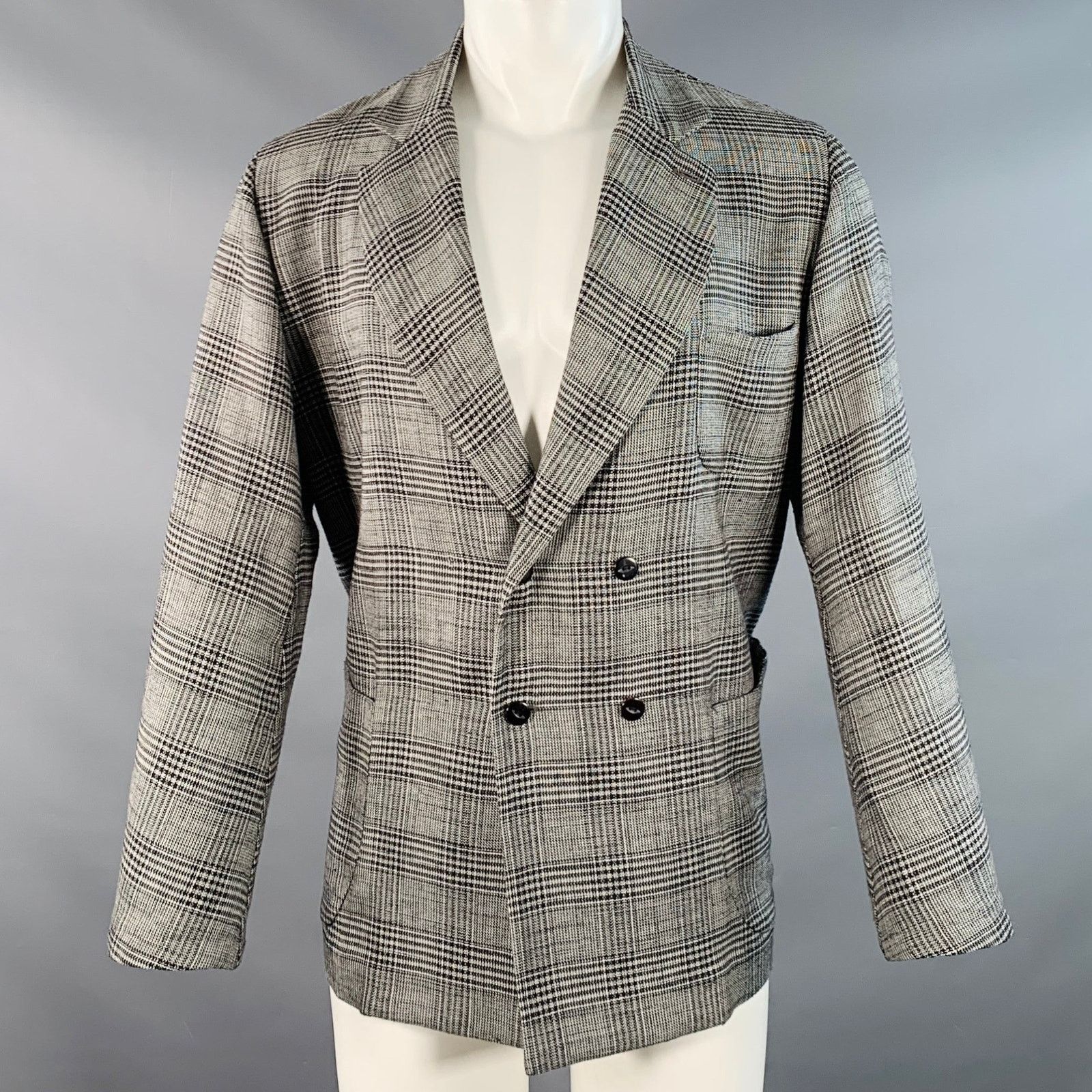 Other 40 Black White Glenplaid Polyester Blend Double Breasted Size US XXS / EU 40 - 1 Thumbnail