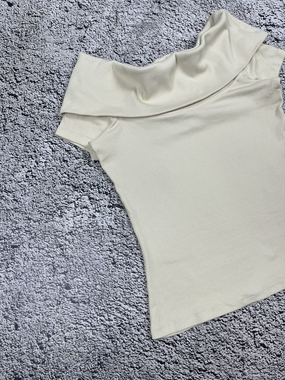Sezane Sézane Jared Off-Shoulder Ribbed Cream Top Size M / US 6-8 / IT 42-44 - 3 Thumbnail