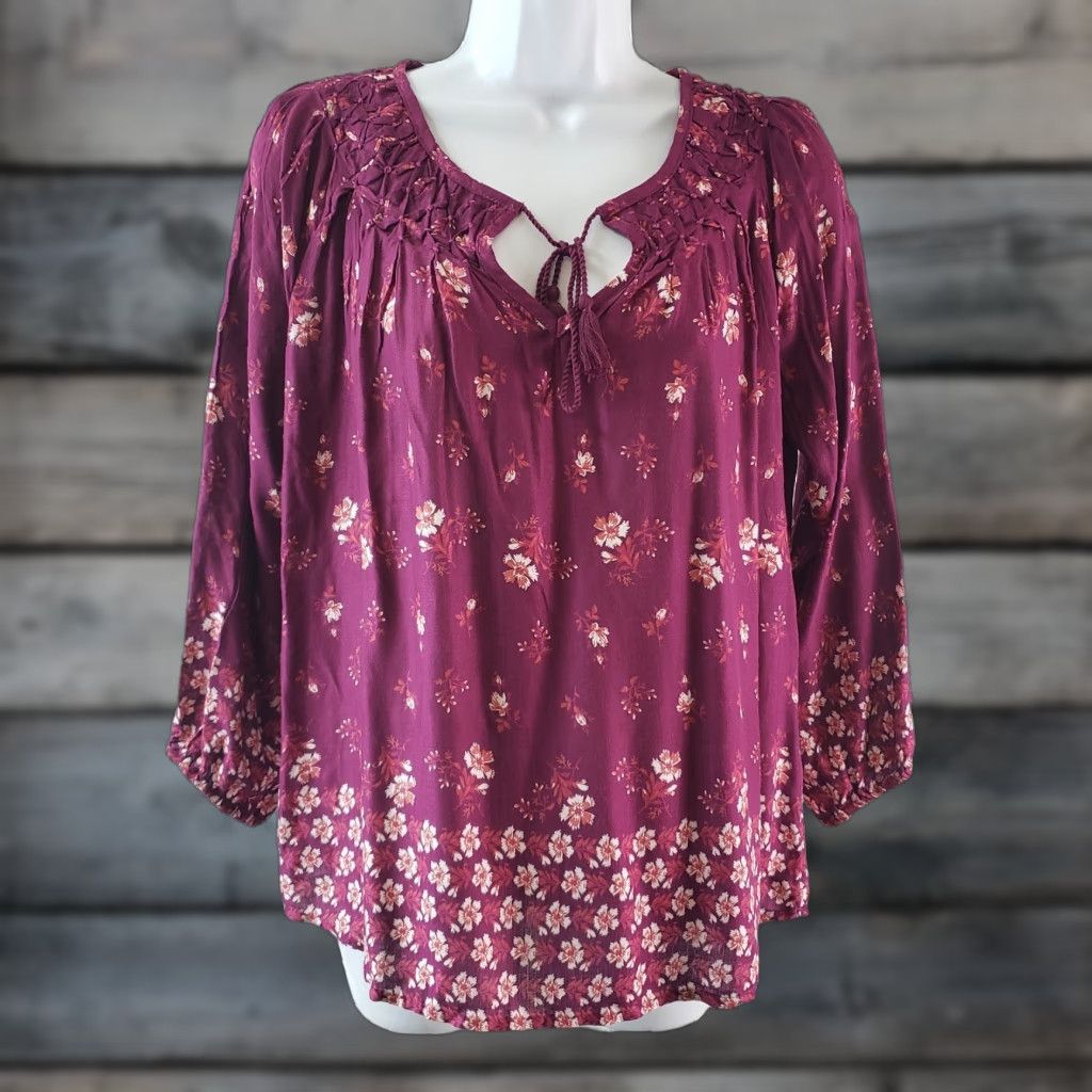 Lucky Brand Lucky Brand Womens Top XS Purple Pink Floral 3/4 Sleeve Viscose Blouse Tunic Women XS Pink Floral 3/4 Sleeve Viscose Lucky Brand Womens Top Size XS / US 0-2 / IT 36-38 - 1 Thumbnail
