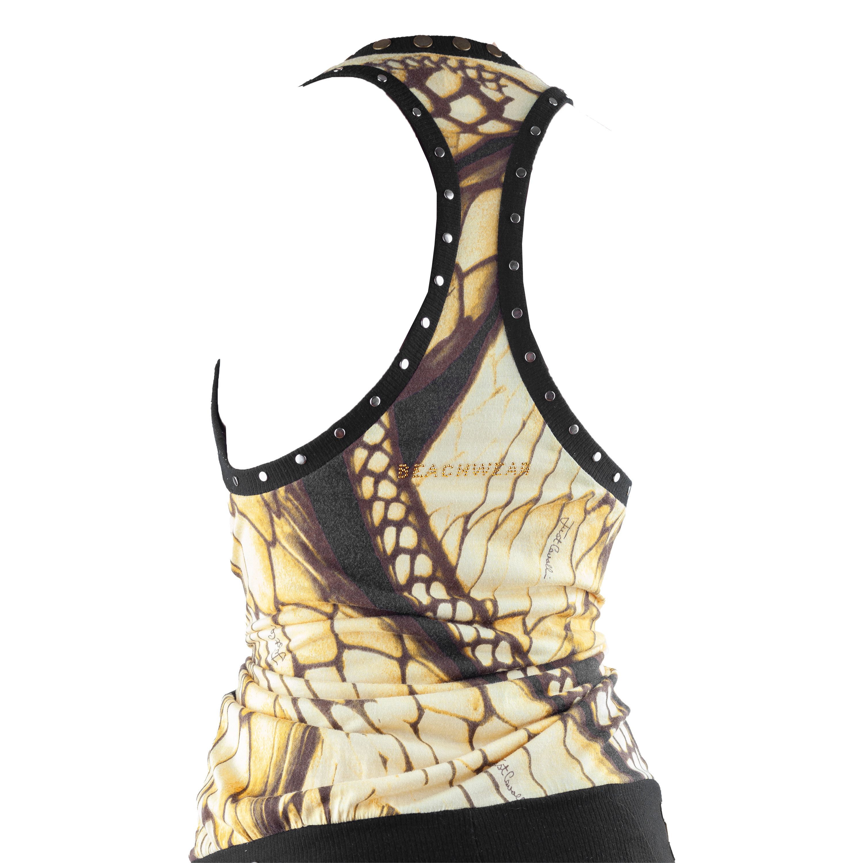 Just Cavalli Just Cavalli Yellow Snake Vintage Dress (L) Size L / US 10 / IT 46 - 3 Thumbnail