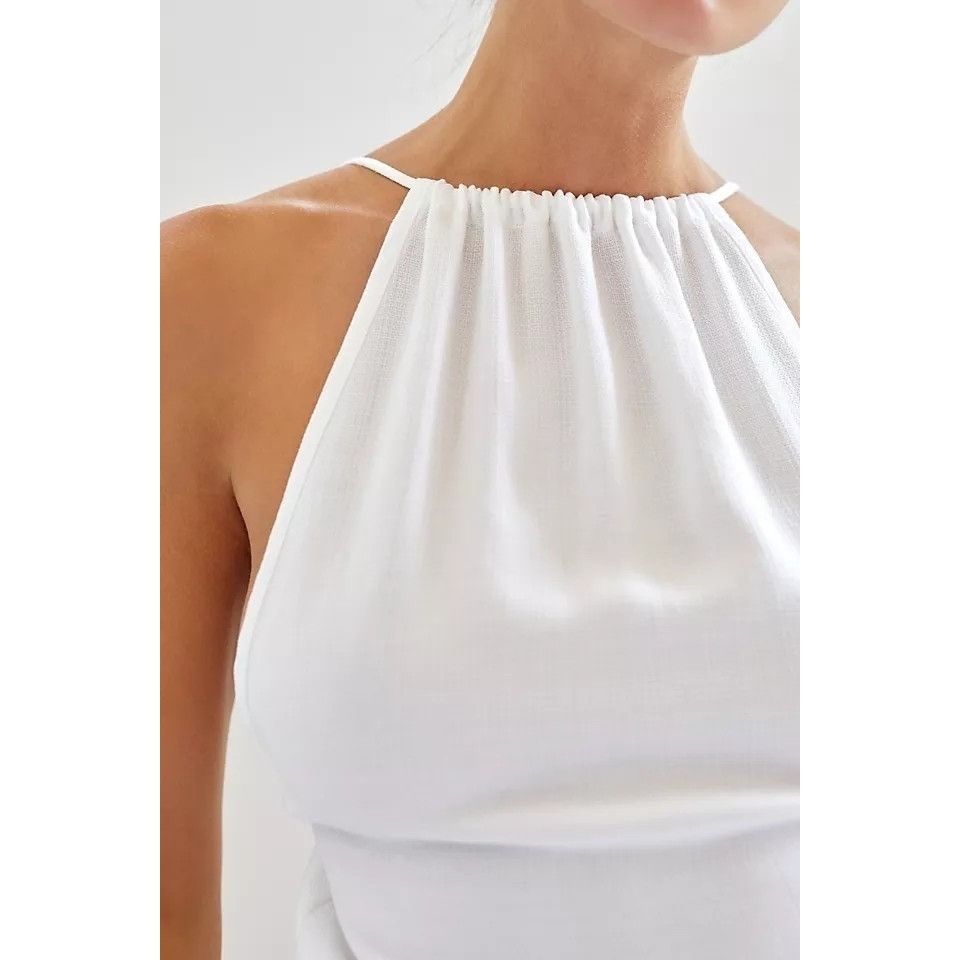 Anthropologie Cloth & Stone White Tencel Lyocell Halter Tie-Back Tank Top Size XS / US 0-2 / IT 36-38 - 3 Thumbnail