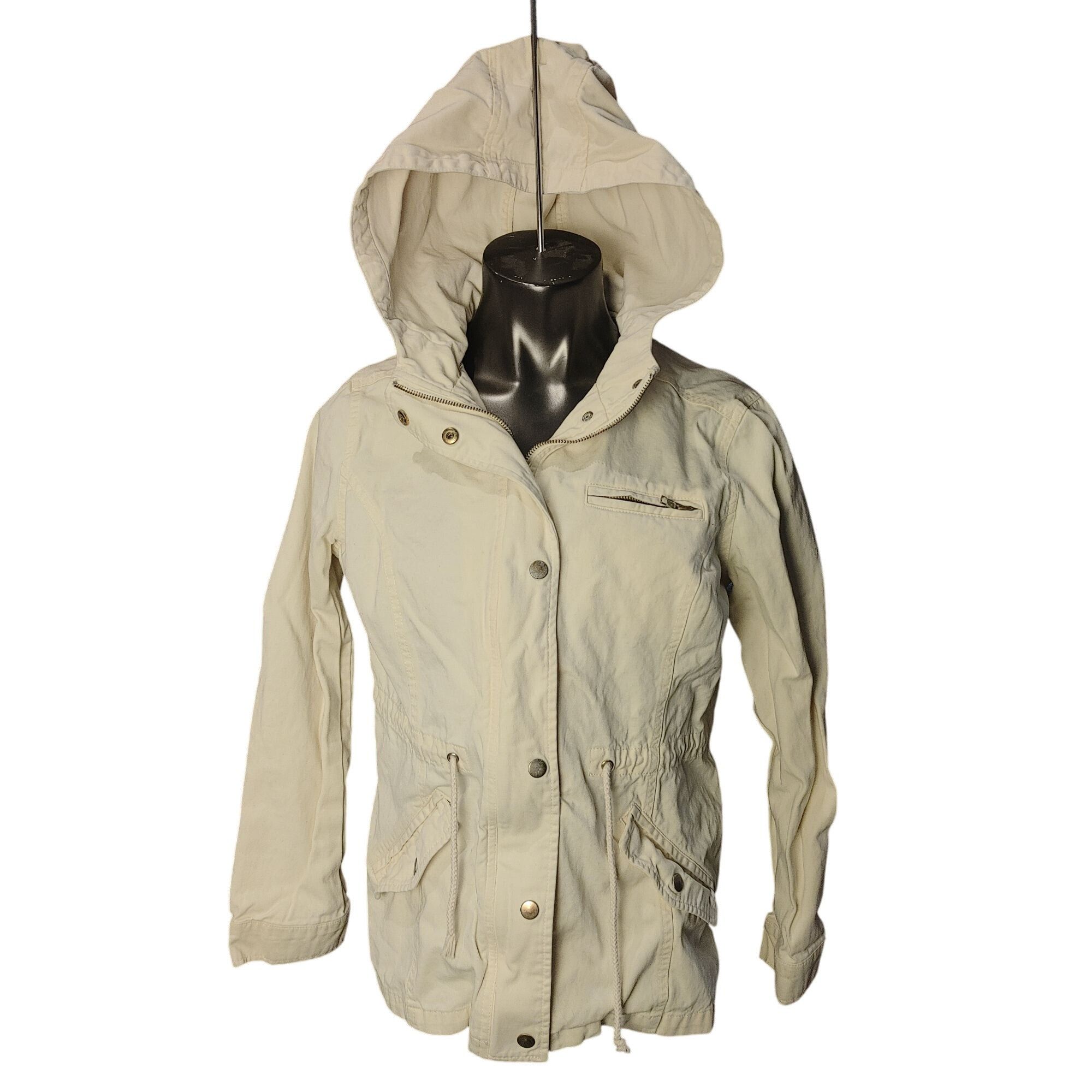 Forever 21 Forever 21 Women's Cream Hooded Fall Utility Jacket LG Size L / US 10 / IT 46 - 1 Thumbnail