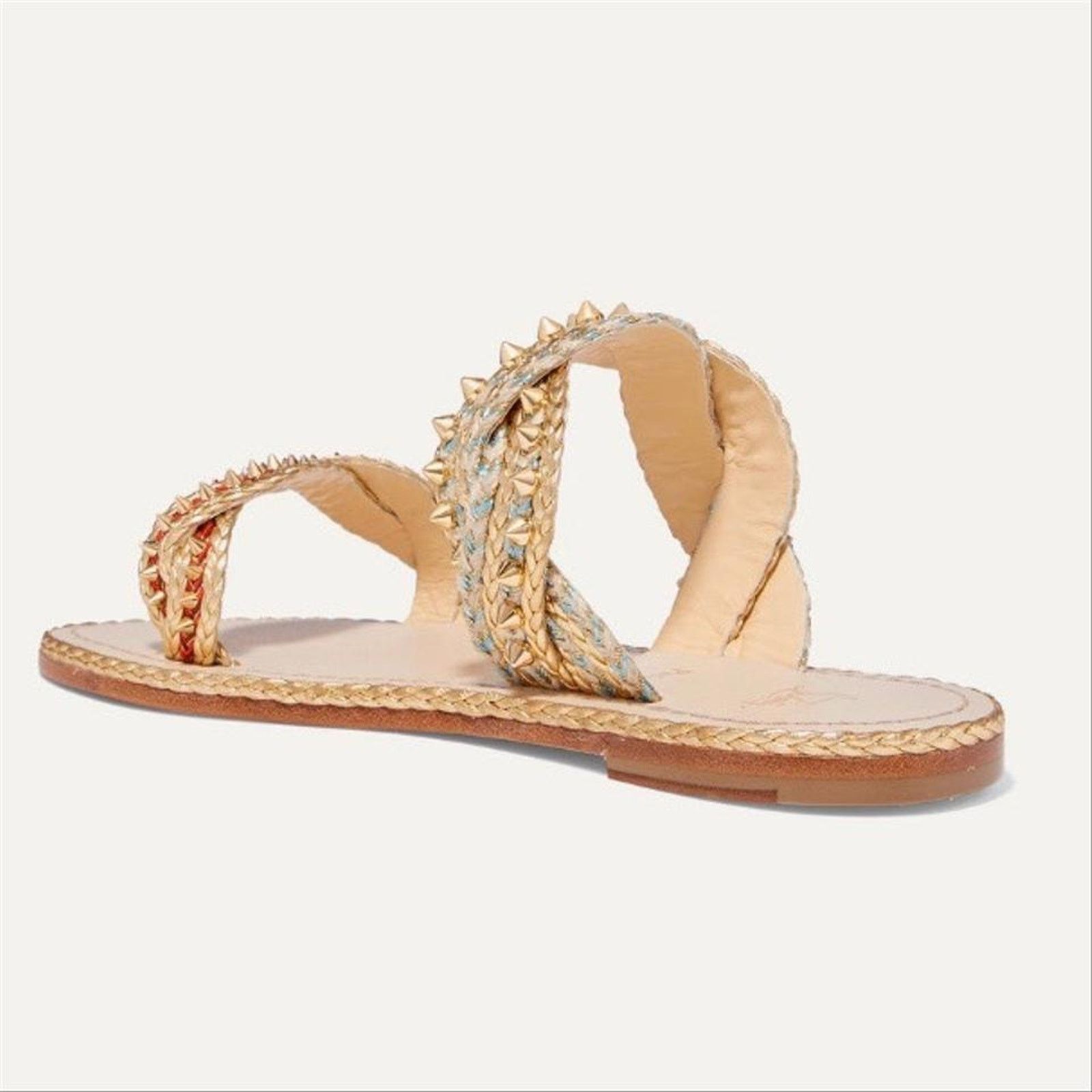 Christian Louboutin CHRISTIAN LOUBOUTIN studded braided metallic leather sandals Size US 7 / IT 37 - 4 Thumbnail