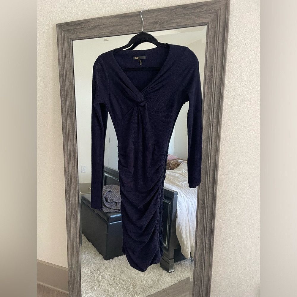 Maje Maje navy blue ganela wool blend dress style: H14Ganela Size XS / US 0-2 / IT 36-38 - 4 Thumbnail
