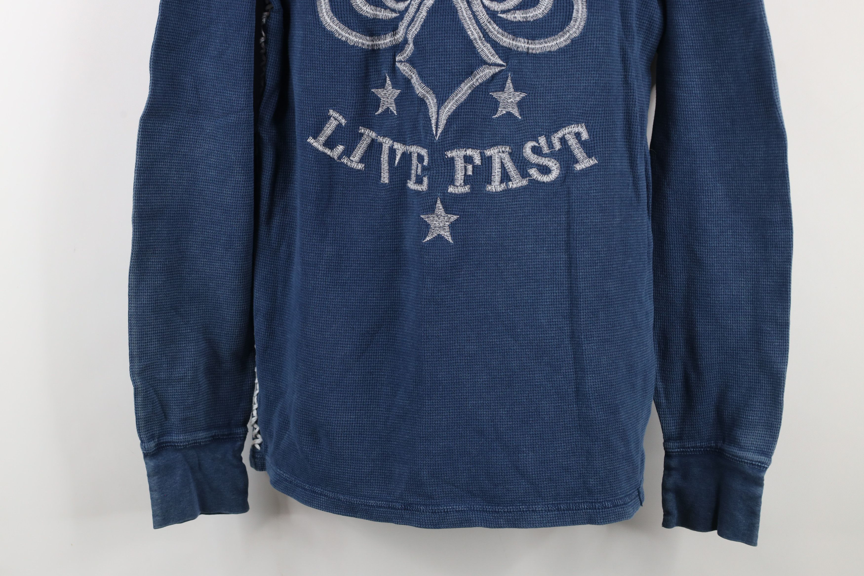 Affliction Vintage Y2K Affliction de Lis Thermal Waffle Knit T-Shirt Size US L / EU 52-54 / 3 - 3 Thumbnail