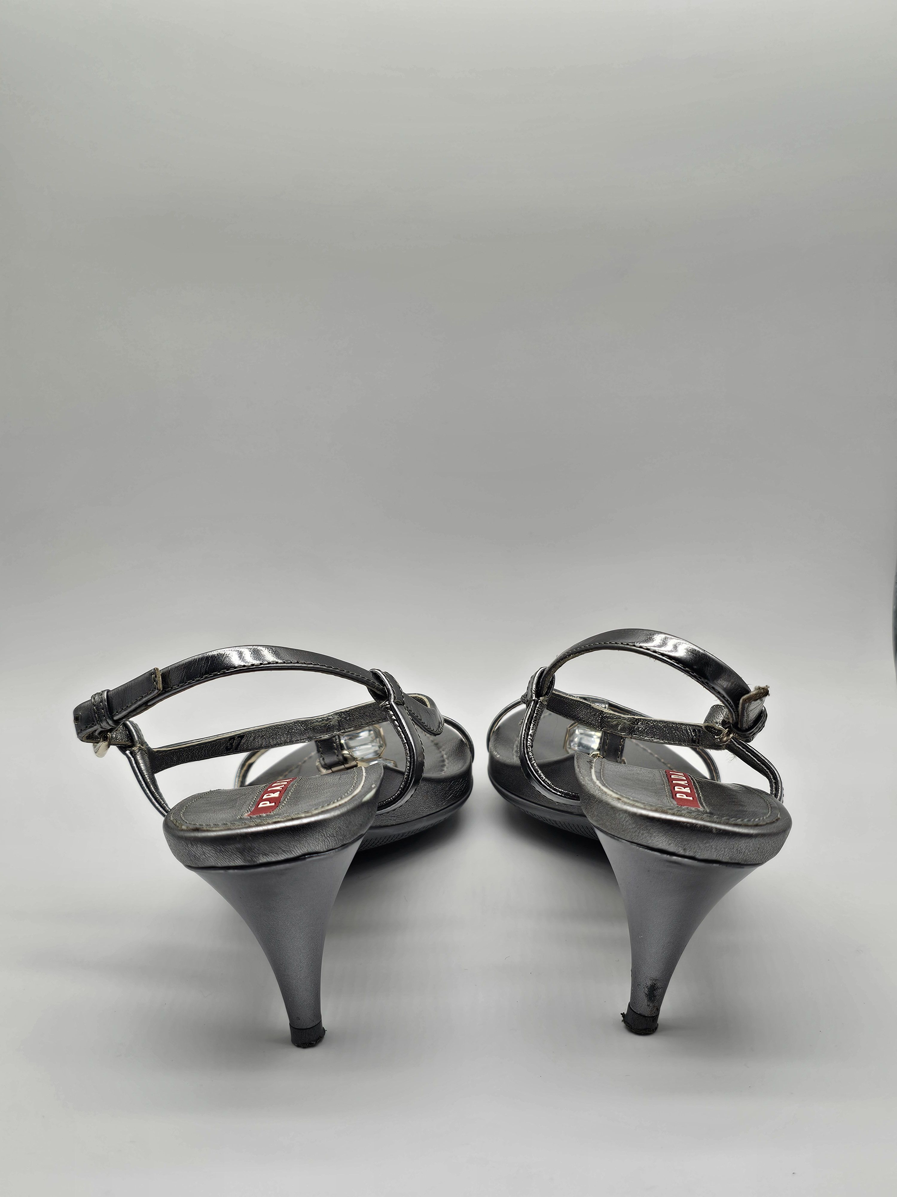 Prada Prada Silver Slingback Sandals Size US 6.5 / IT 36.5 - 2 Thumbnail