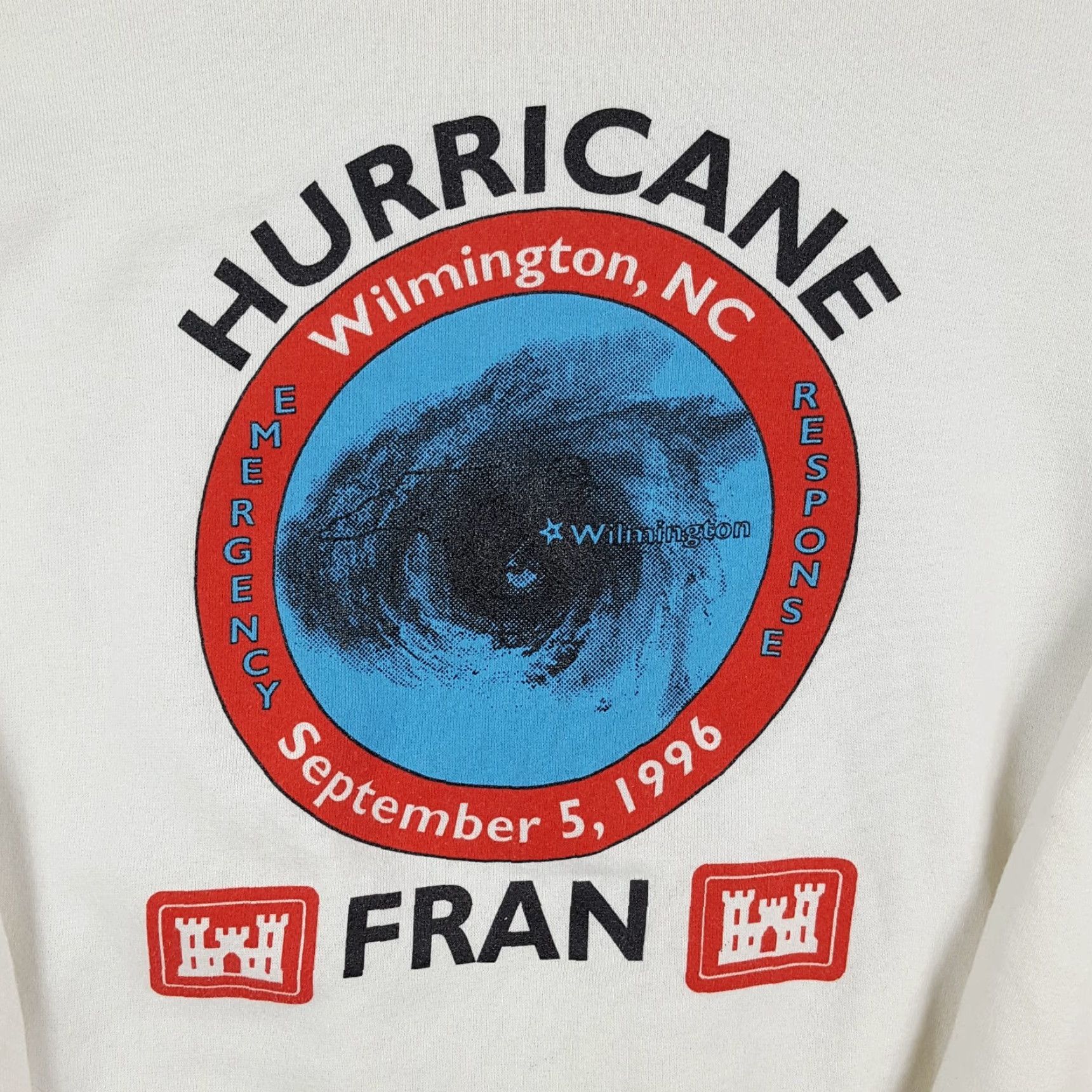 Hanes VINTAGE Hurricane Fran Emergency Team 90s Small Pullover Crewneck Sweatshirt Mens Sweatshirt Size US S / EU 44-46 / 1 - 6 Thumbnail