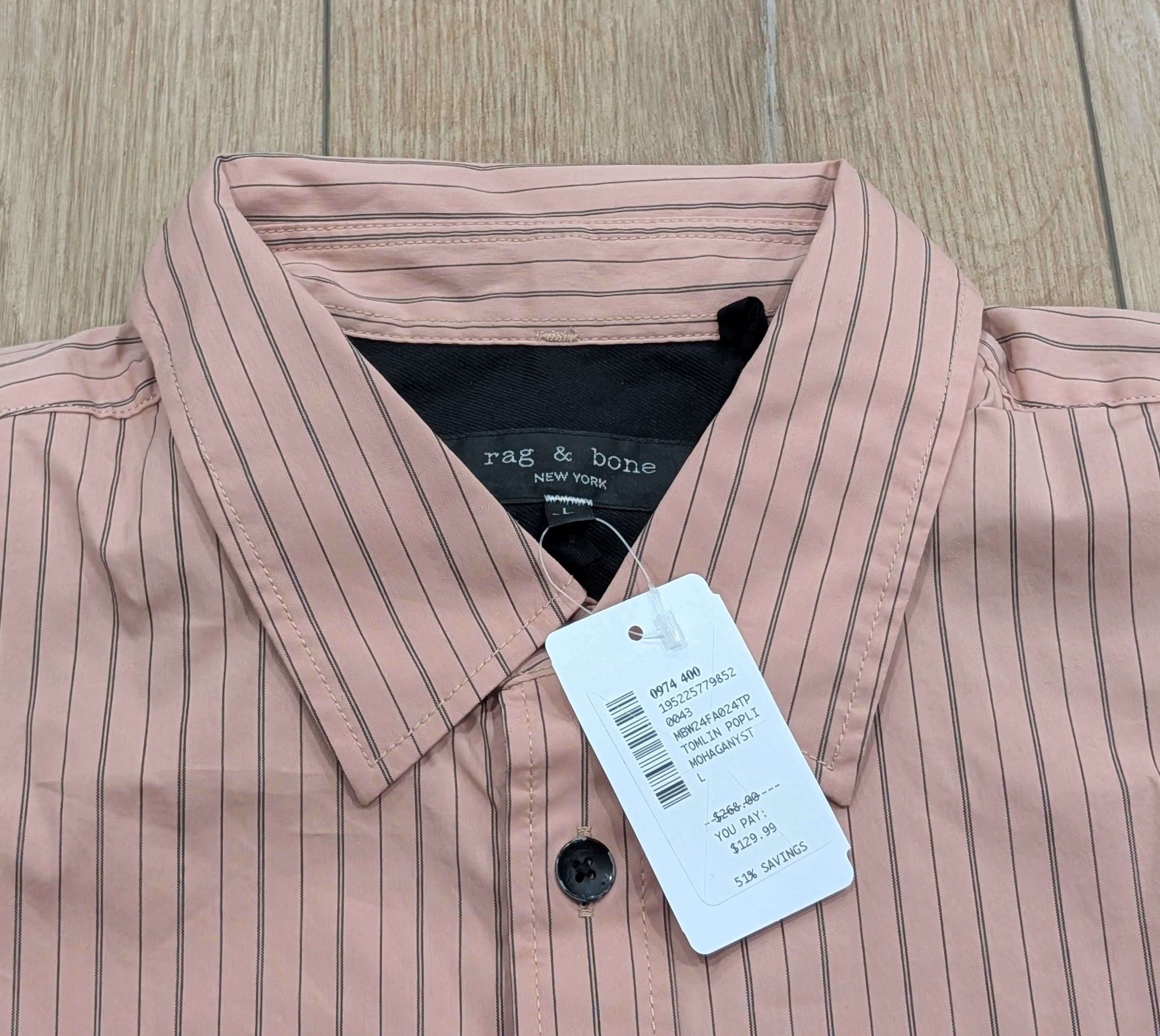 Rag & Bone Rag & Bone "Tomlin" Striped Button Up Sport Shirt Mahogany L Size US L / EU 52-54 / 3 - 2 Thumbnail