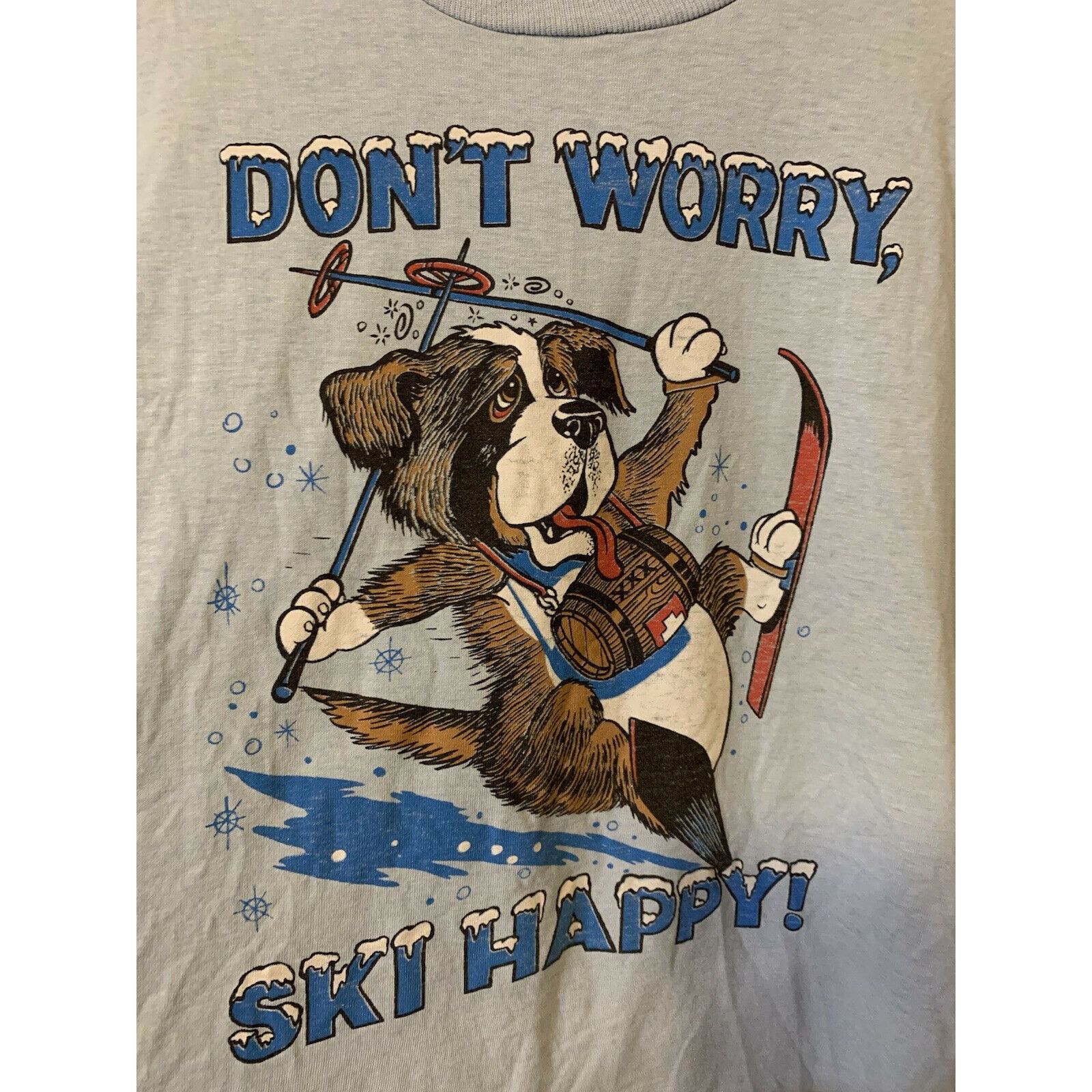 Other Vtg 80s Don’t Worry Ski Happy Dog St Bernard Men’s Sz L Blue Size US L / EU 52-54 / 3 - 1 Thumbnail