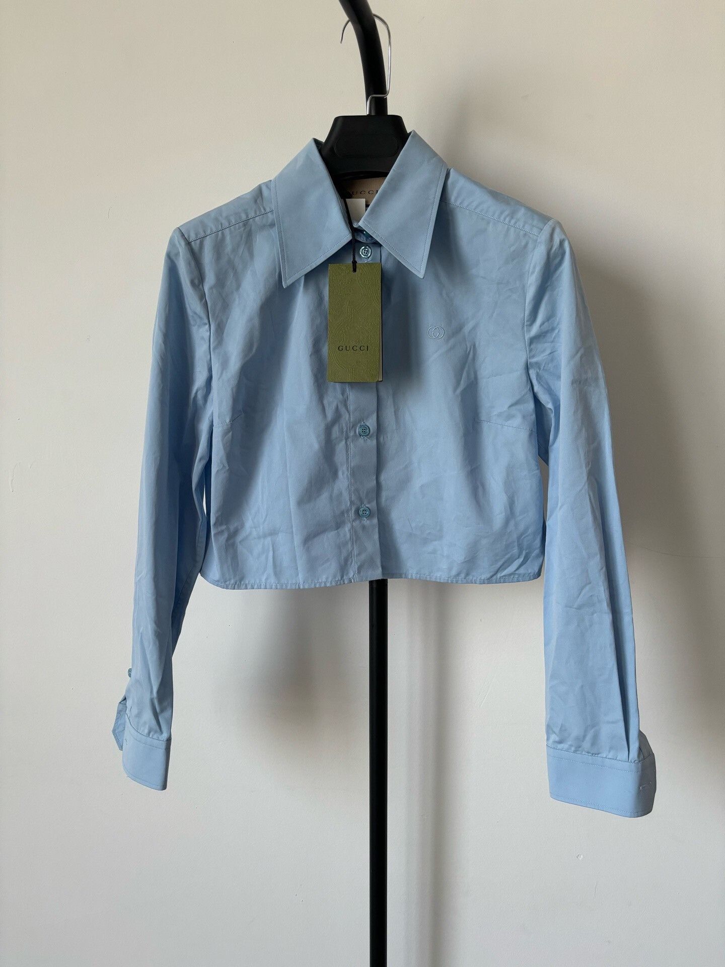 Gucci Gucci SS22 Solid Short Collar Long Sleeve Sun Shirt Size S / US 4 / IT 40 - 1 Thumbnail