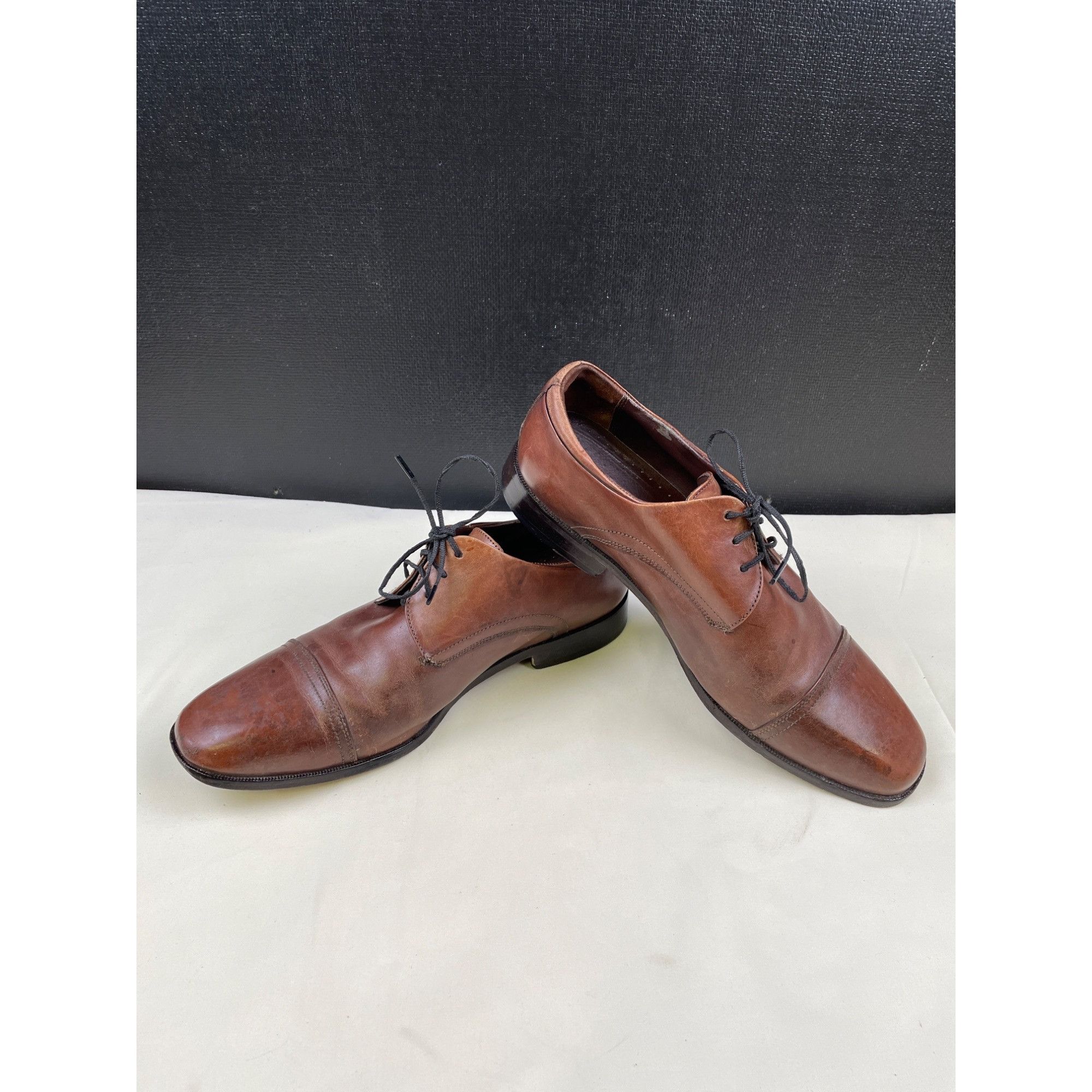 Tasso Elba Tasso Elba Men's Brown Leather Shoes/Cap toe Oxfords Size 9. Size US 9.5 / EU 42-43 - 3 Thumbnail
