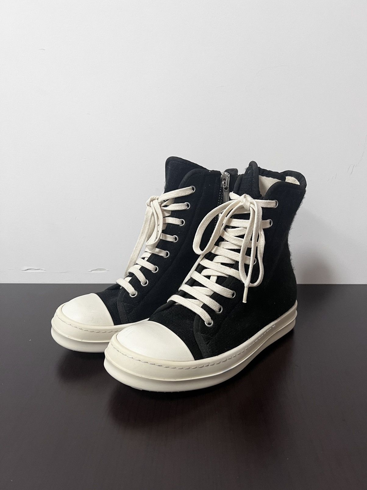 image of Rick Owens x Rick Owens Drkshdw Ramones High Top Sneakers Sz35 in Black, Women's