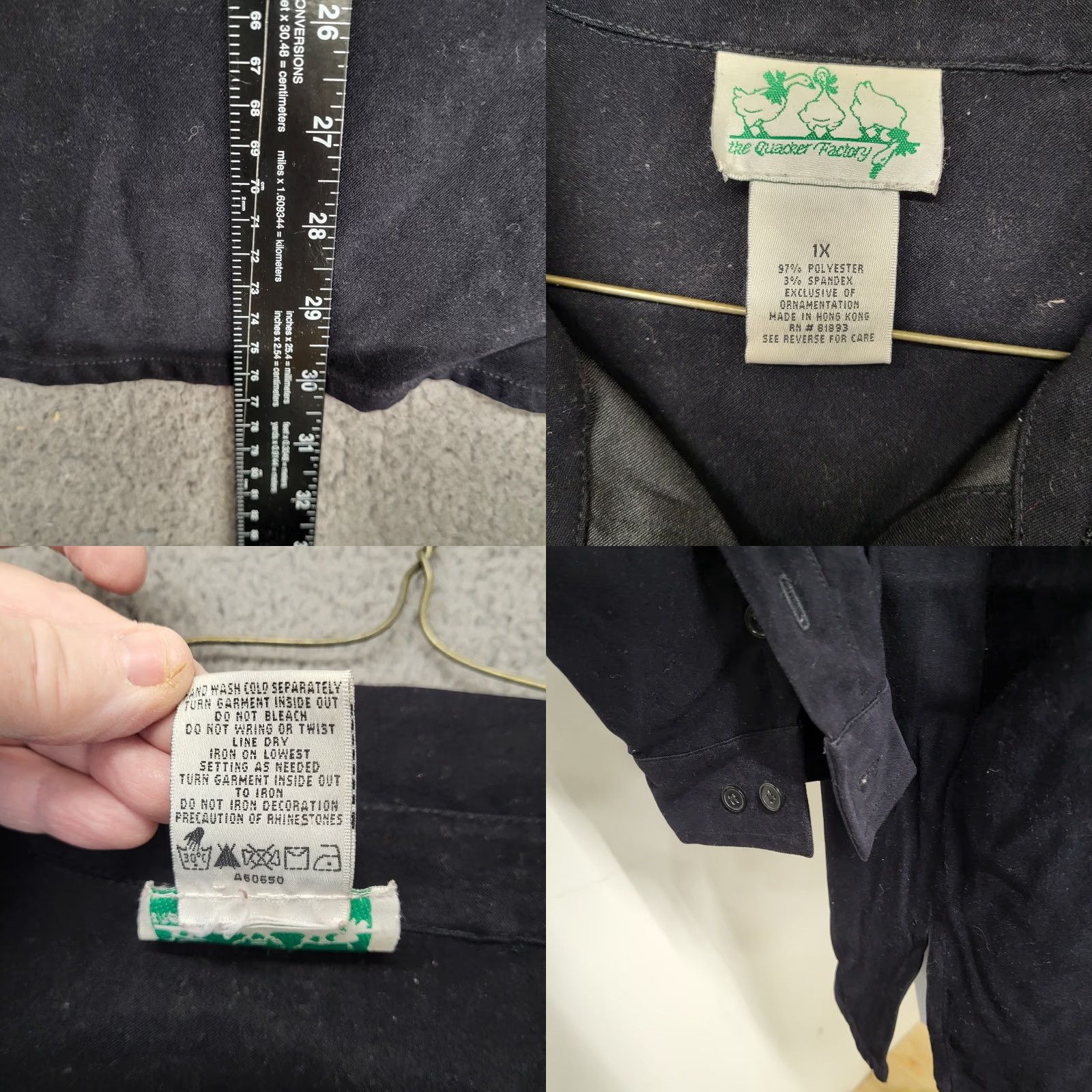 Quacker Factory VINTAGE Quacker Factory Shirt Jacket Women 1X Black Gold Snowflakes Long Sleeve Button-Up Embroidered Christmas Holiday Size XL / US 12-14 / IT 48-50 - 9 Thumbnail