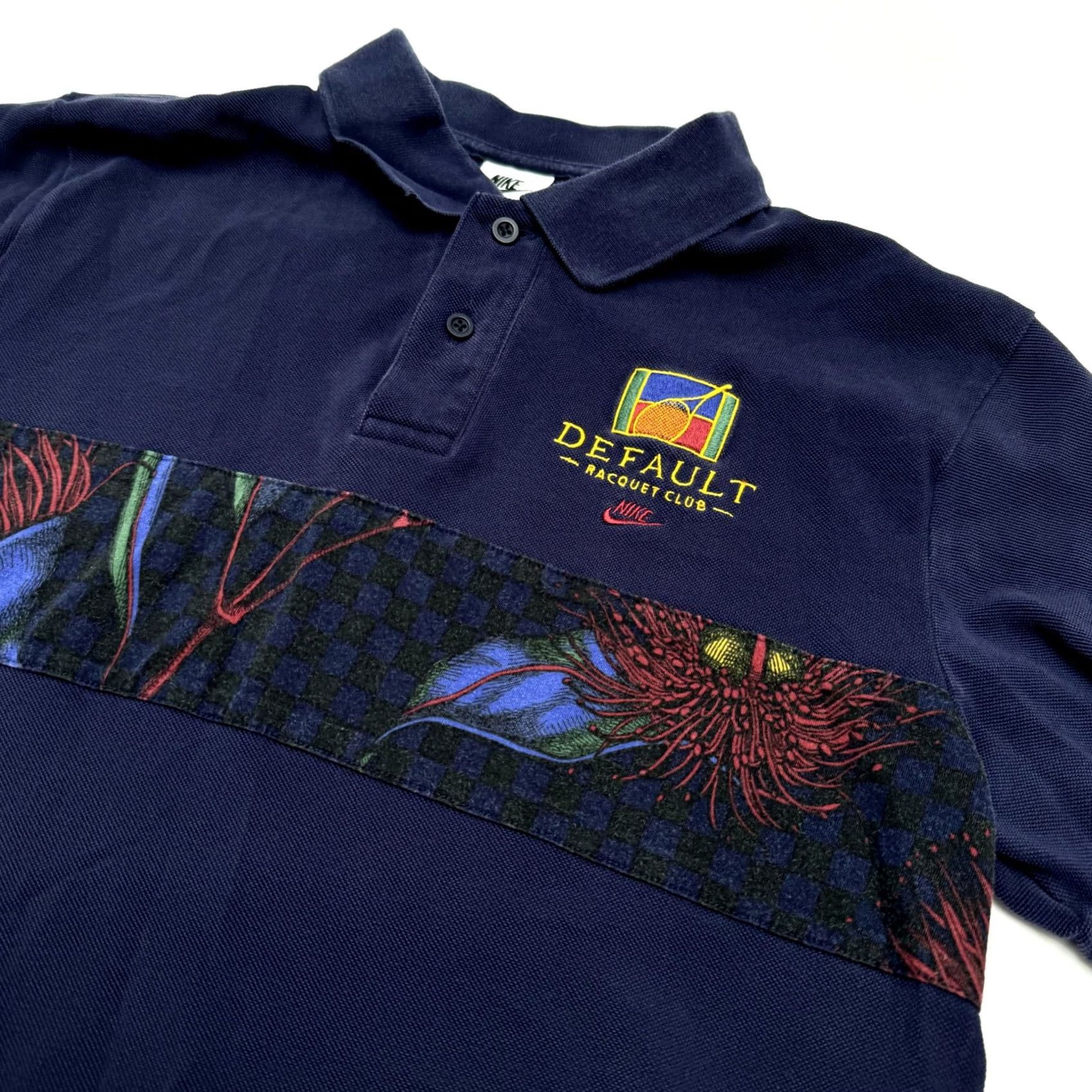 Nike NIKE Polo Men M Navy Blue Floral Checkered Tennis Polo Shirt Size US M / EU 48-50 / 2 - 3 Thumbnail
