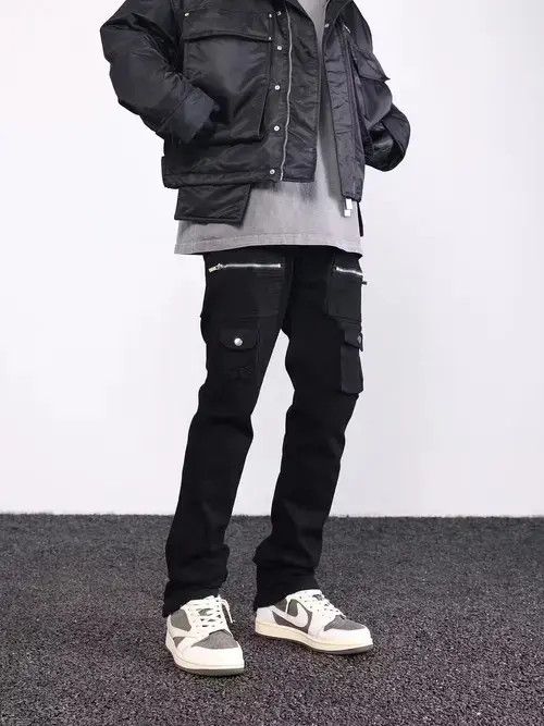 Designer × Vintage zipper punk flared cargo pants Size US 34 / EU 50 - 1 Thumbnail