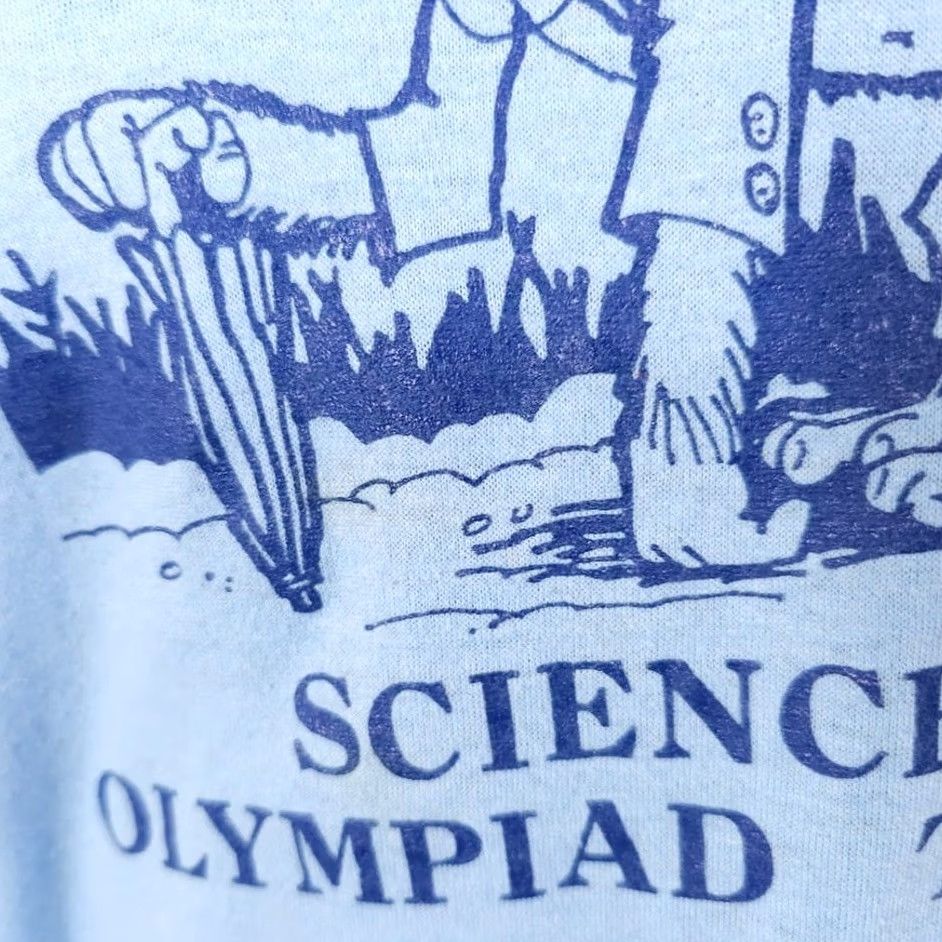 Jerzees VINTAGE Jerzees Science Olympiad T Shirt Mens XS Blue 80s Garrison STEM Made In USA Size US XS / EU 42 / 0 - 4 Thumbnail