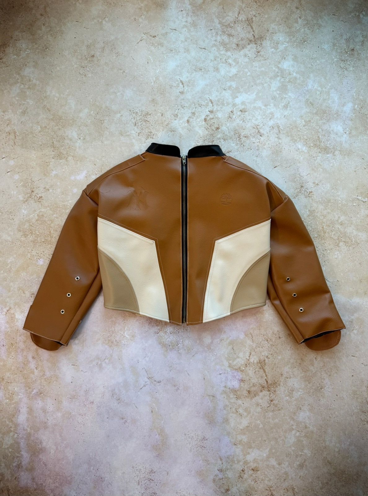 Vintage Handmade Timberland NY Yankees Leather Biker Jacket Size US M / EU 48-50 / 2 - 1 Thumbnail