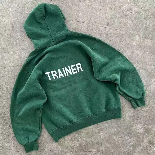 Japanese Brand Green vintage alphabet printed cotton hoodie Size US L / EU 52-54 / 3 - 1 Thumbnail