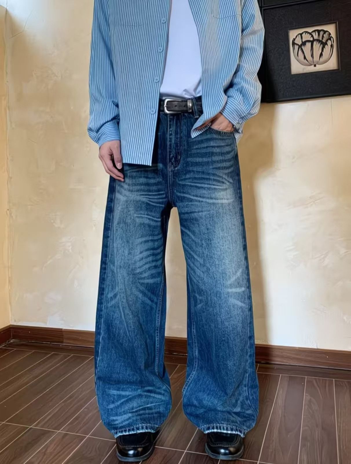 Vintage Blue Vintage Distressed Straight-Leg Casual Jeans Size US 32 / EU 48 - 1 Thumbnail