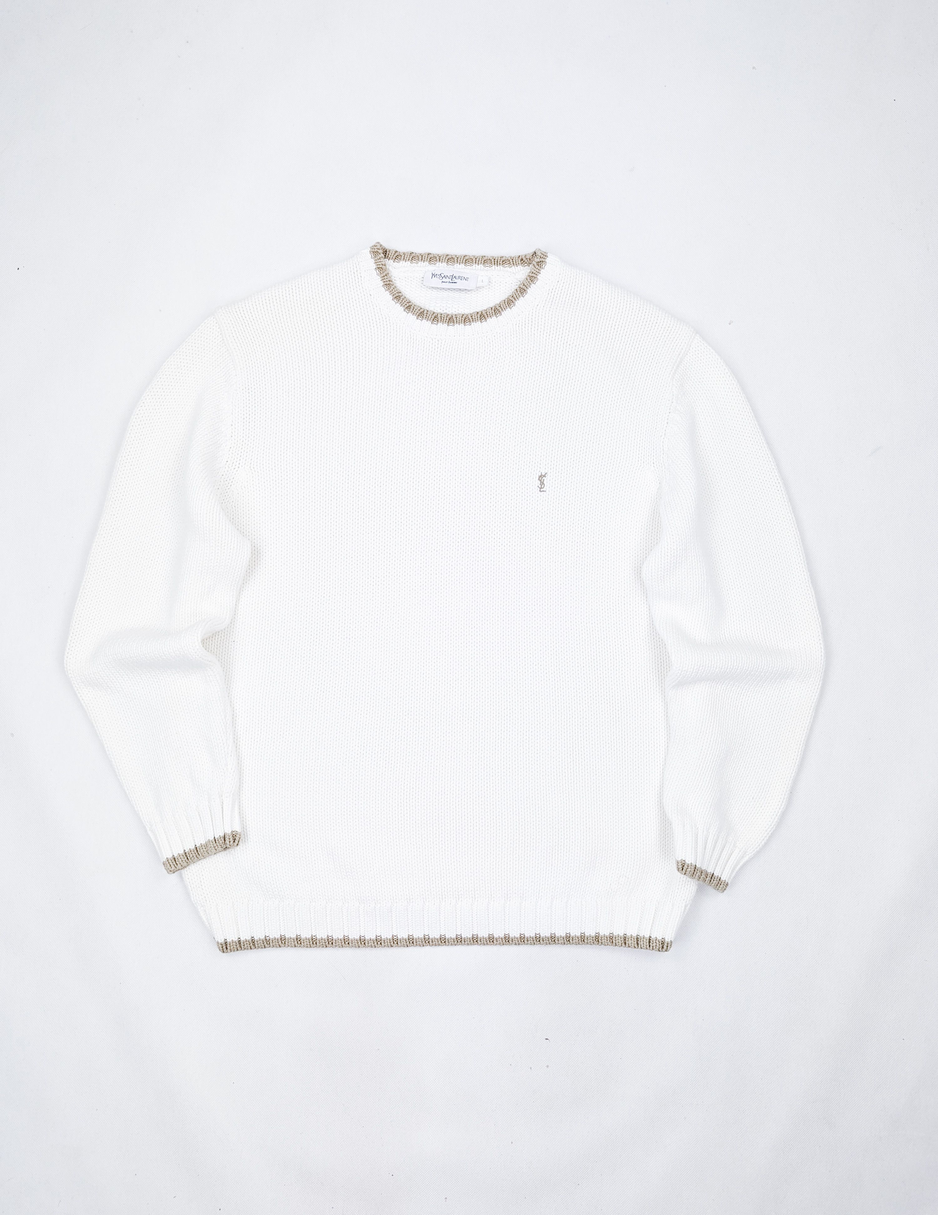 Image of YVES Saint Laurent YSL White Sweater Jumper Xl, Men's