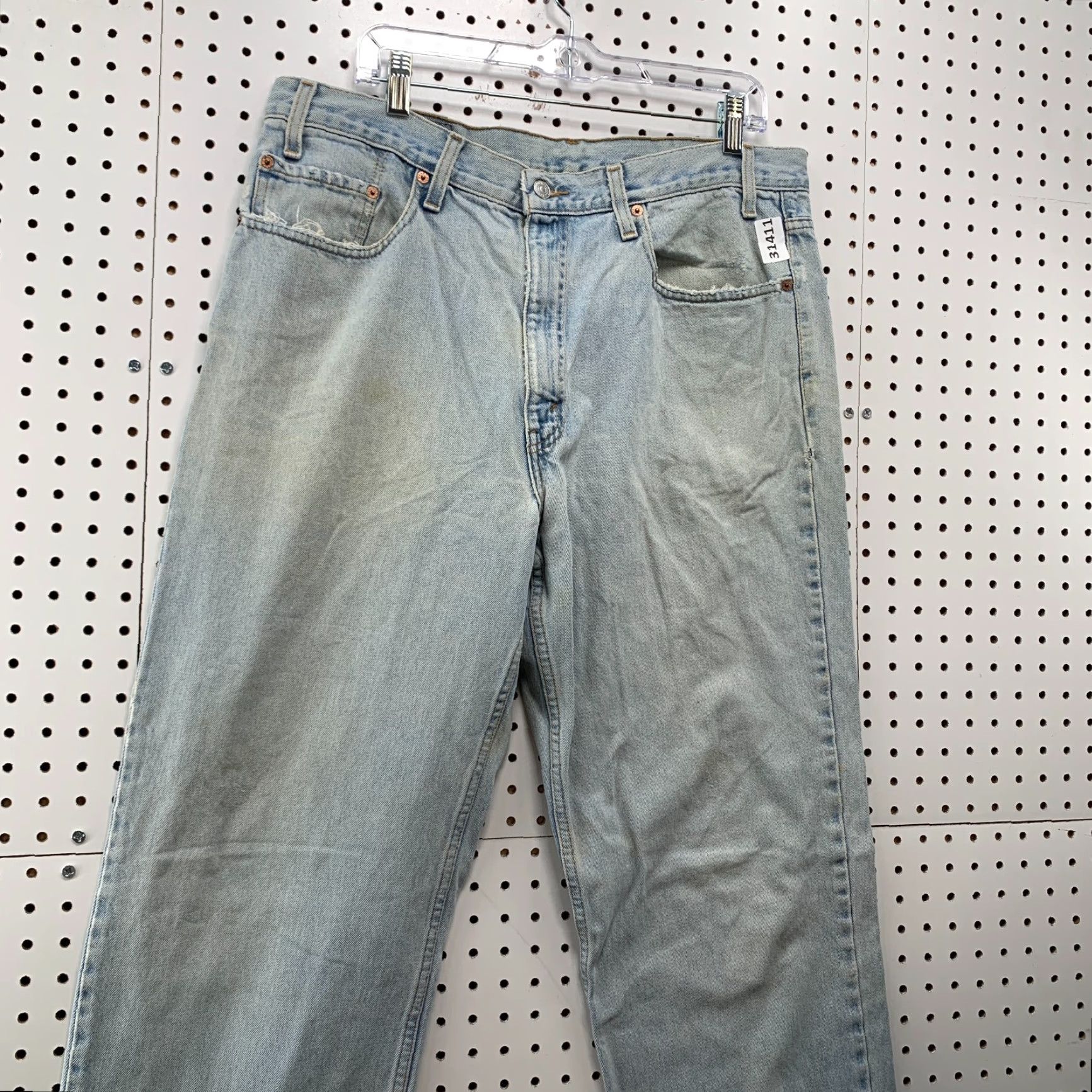 Levi's VINTAGE Levi's 550 Jeans Mens 36x35 Light Wash Distressed Denim 90s Straight Fit Mens Size US 36 / EU 52 - 4 Thumbnail