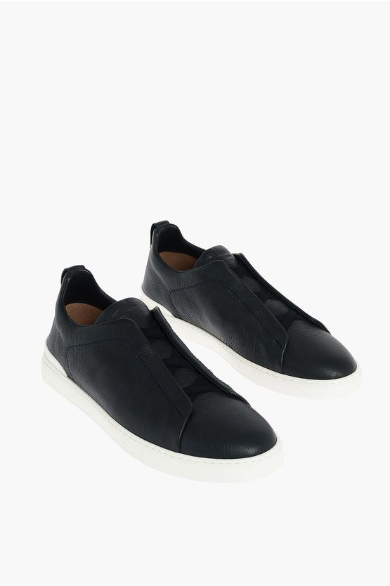 image of Ermenegildo Zegna Couture Xxx Leather Sneakers in Blue, Men's (Size 7)