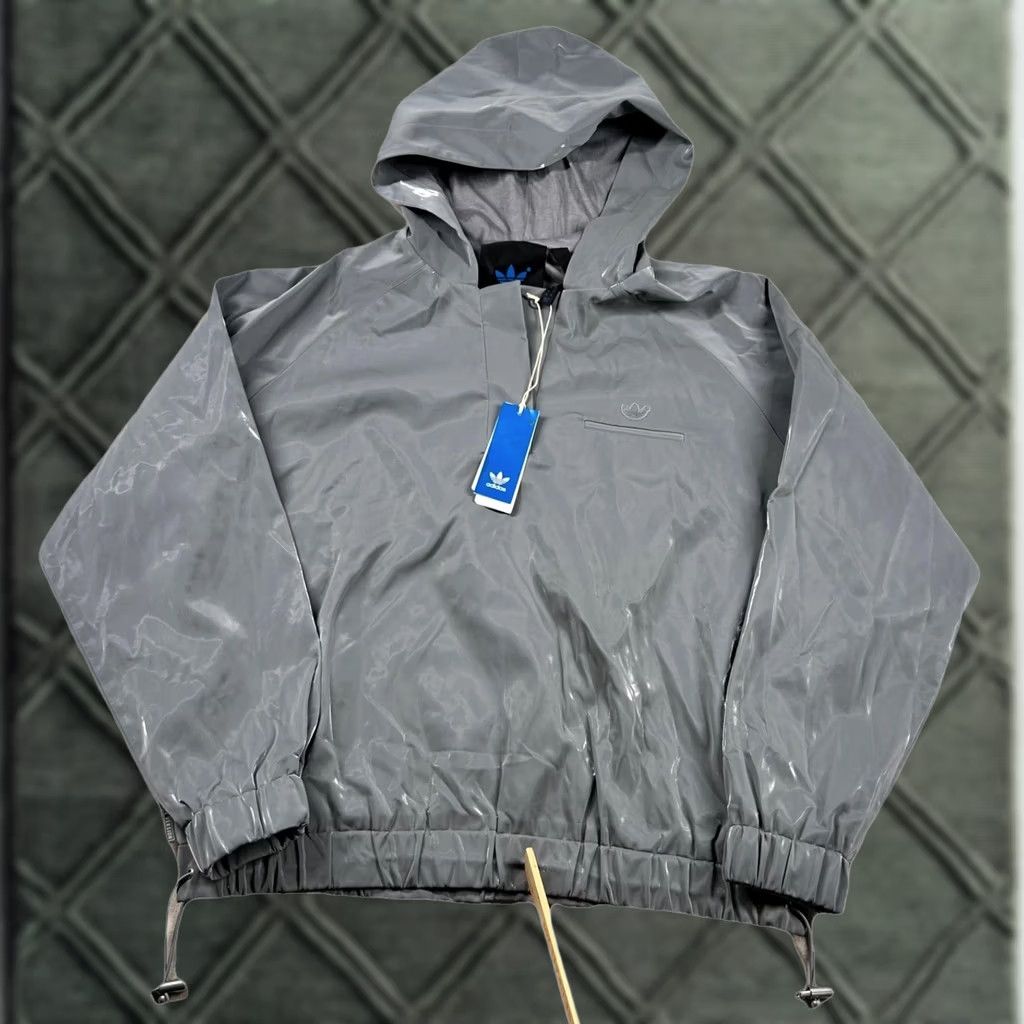Adidas Adidas Hoodie Mens XL Blue Version Halfzip High Shine Faux Leather Water Resist Hoodie Size US XL / EU 56 / 4 - 1 Thumbnail