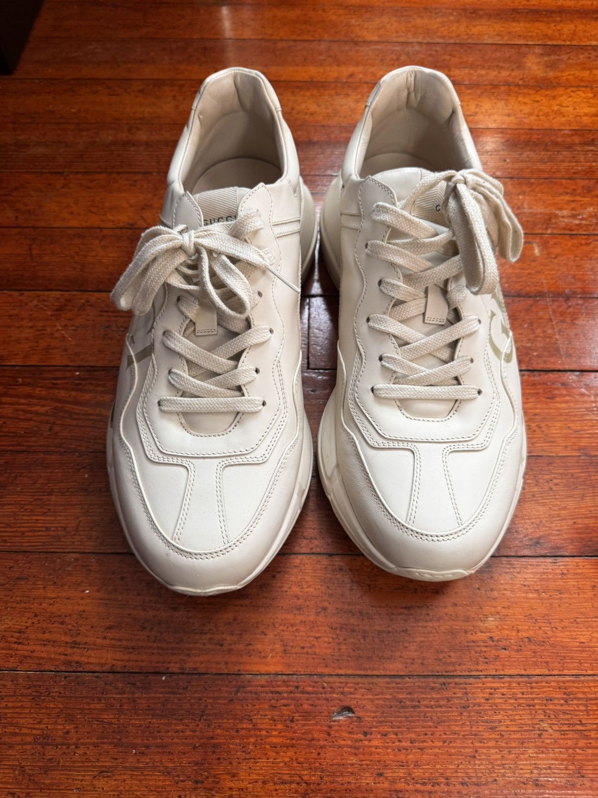 Gucci Men's Rhyton Gucci Logo Leather Sneaker Size US 11.5 / EU 44-45 - 3 Thumbnail