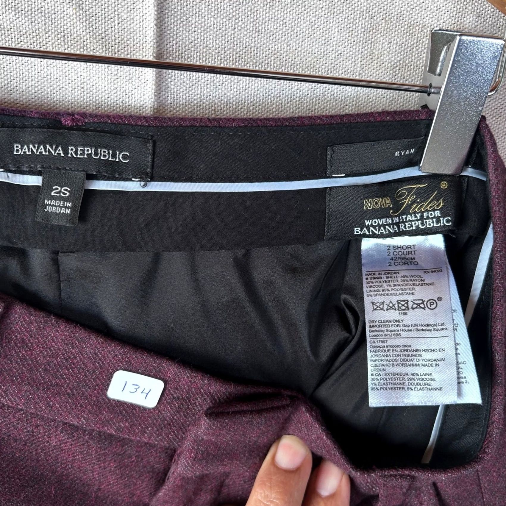 Banana Republic Banana Republic Ryan Nova Fides Italian Wool Blend Pants Purple 2P Short Size 26" / US 2 / IT 38 - 2 Thumbnail