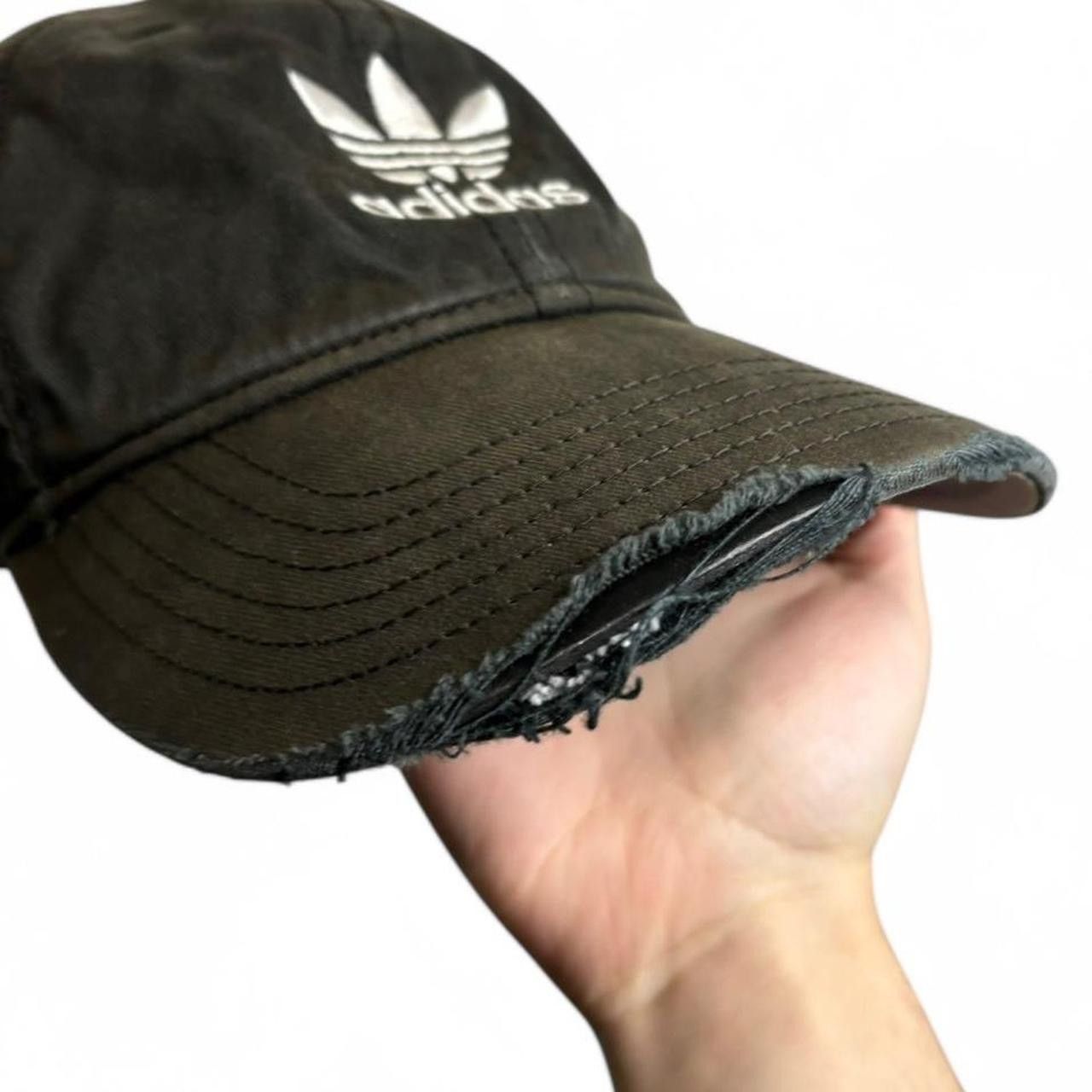 Adidas × Vintage Vintage 00s Adidas Trashed Distressed Faded Black Hat Size ONE SIZE - 3 Thumbnail